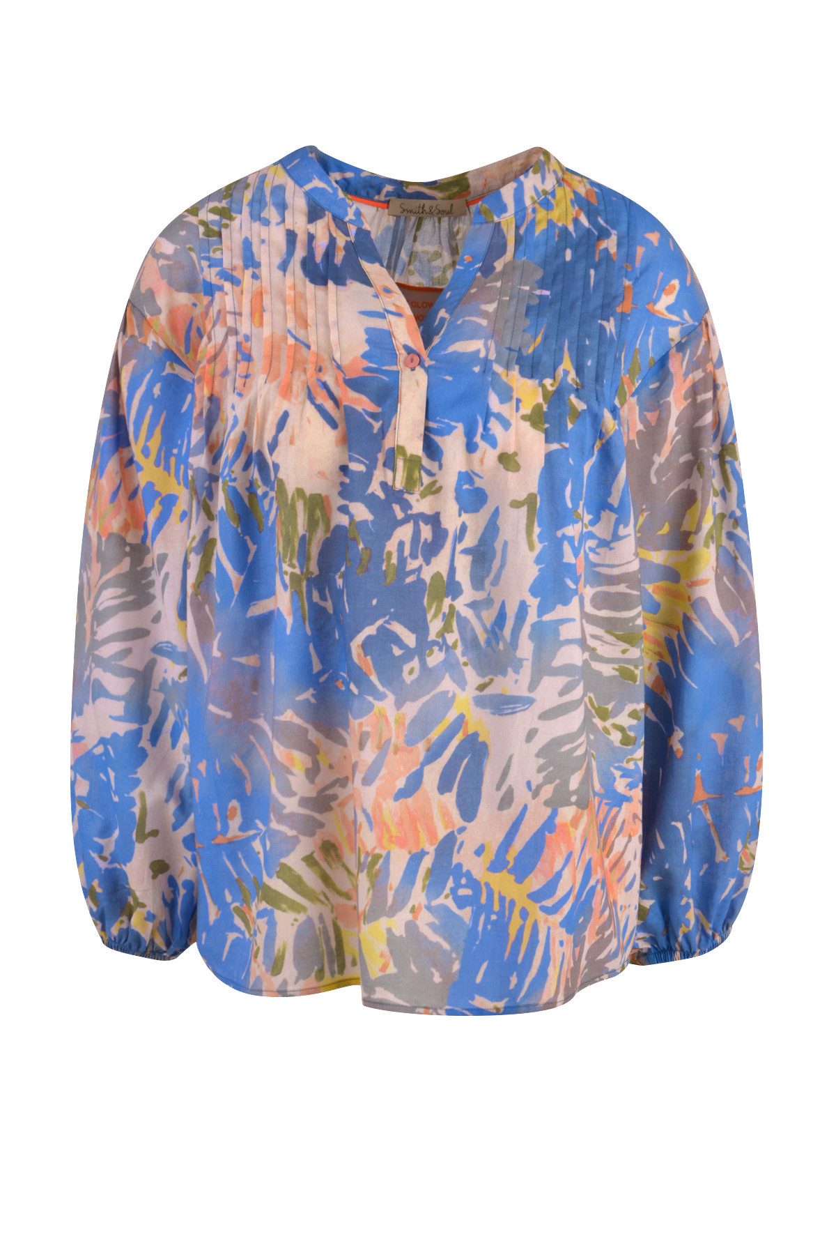 Smith & Soul Langarmbluse BOXY BLOUSE WITH PINTUCKS VANILLE PRINT