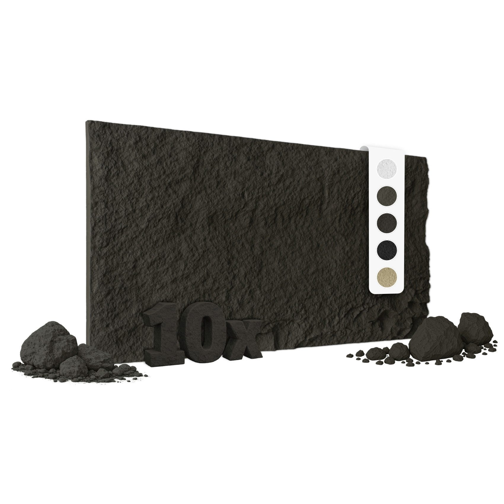 Hexim Wandpaneel, BxL: 60.5x121 cm, (Steinoptik Felsen Platten 10 Stück 120x60cm PU Wandverkleidung 7,3 m² 3D Paneele Bruchstein Stone Dekor Wandpaneele Wanddeko Steinplatte Wohnzimmer Innenwand schwarz (A002-05 Light Black)