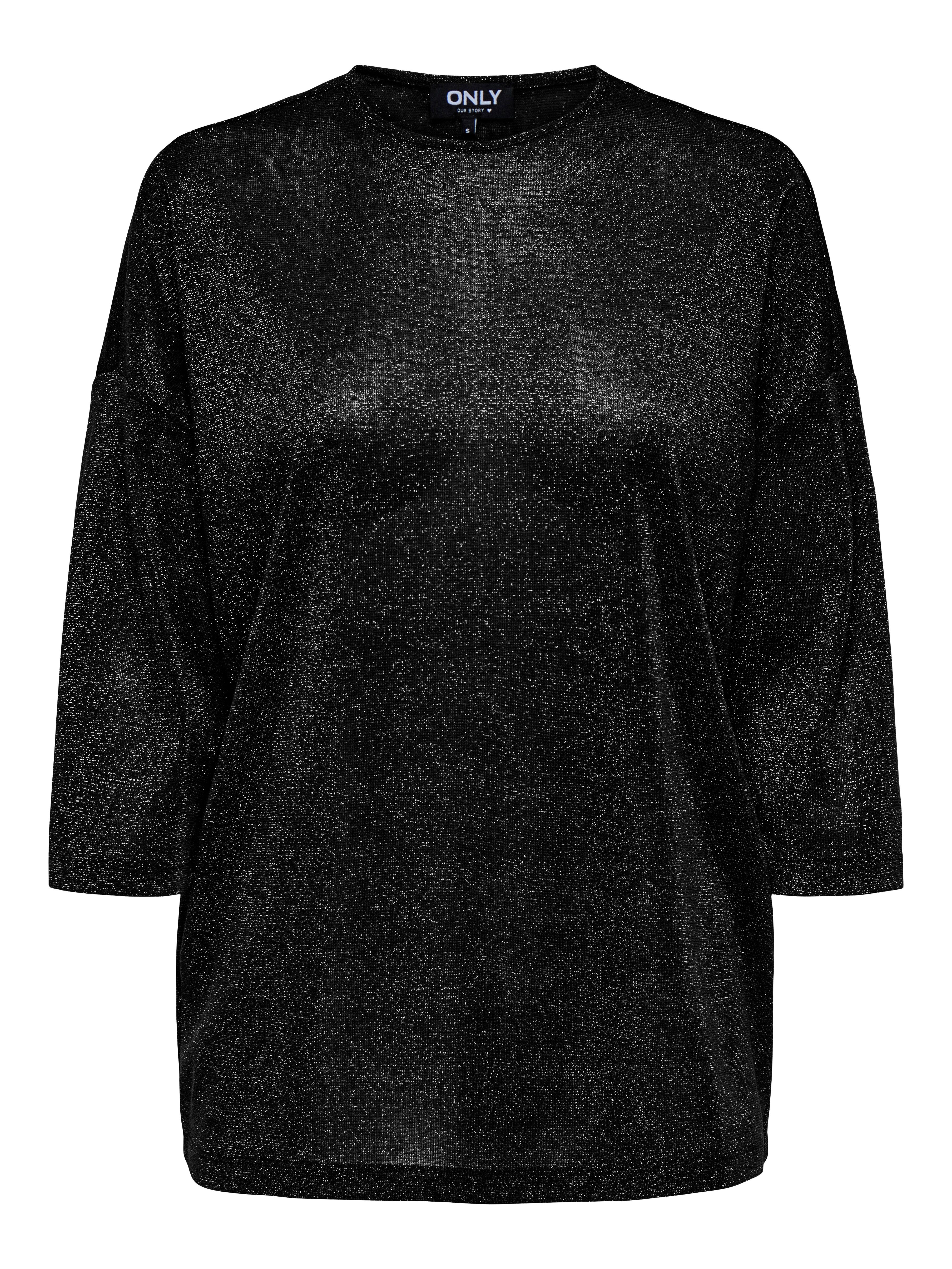 ONLY CARMAKOMA Oversize-Shirt CARSILVERY GLAMOUR LUREX 3/4 TOP NOOS günstig online kaufen