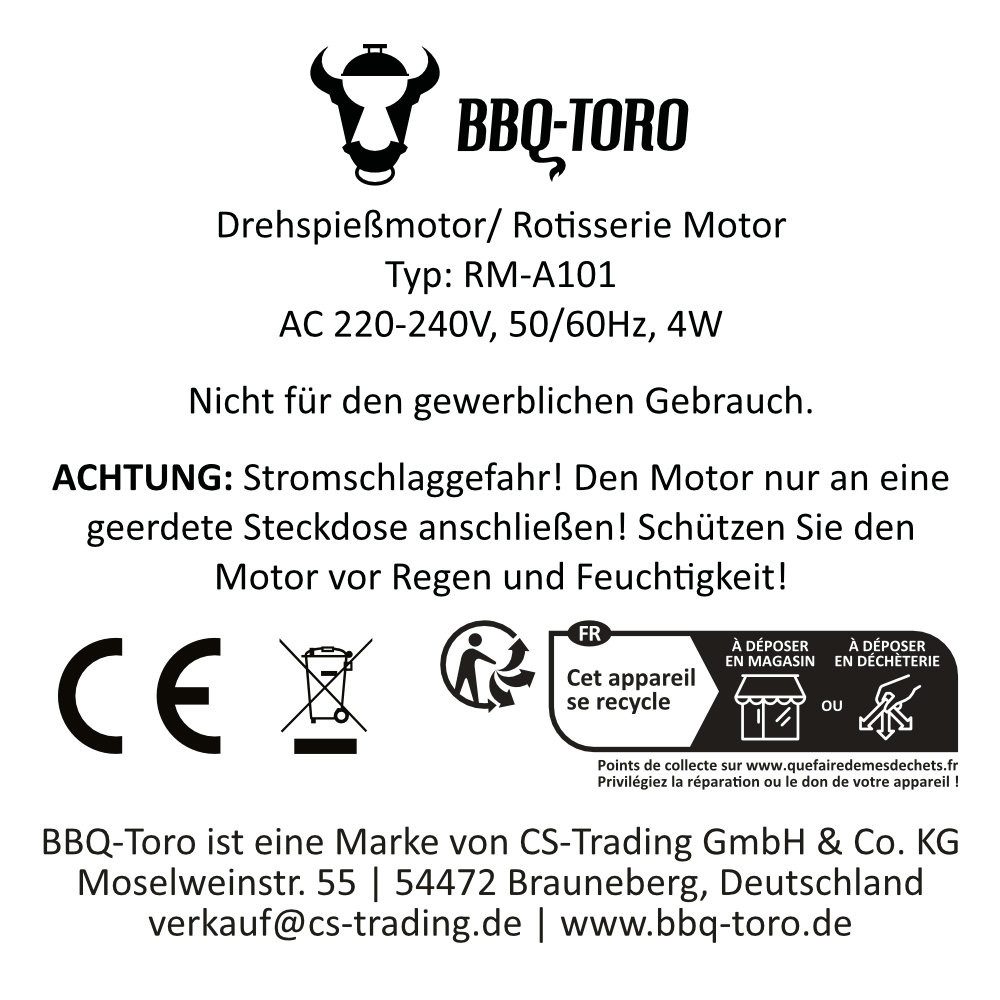 BBQ-Toro Grillspieß Grillspieß-Set für Ø 47 cm Kugelgrill, Spieß, inkl. Motor – Bild 5 von 5