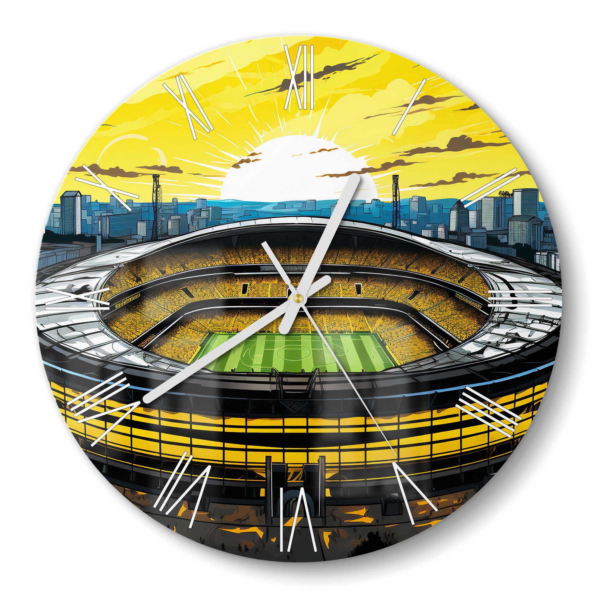 DEQORI Wanduhr 'Stadion Borussia Dortmund' (Glas Glasuhr modern Wand Uhr Design Küchenuhr)