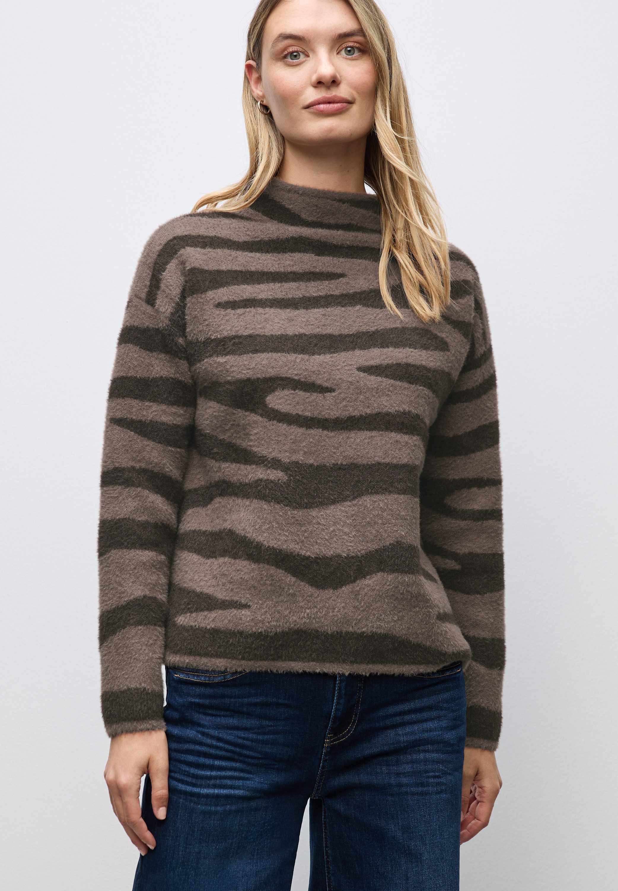 STREET ONE Strickpullover mit Animal Print, günstig online kaufen