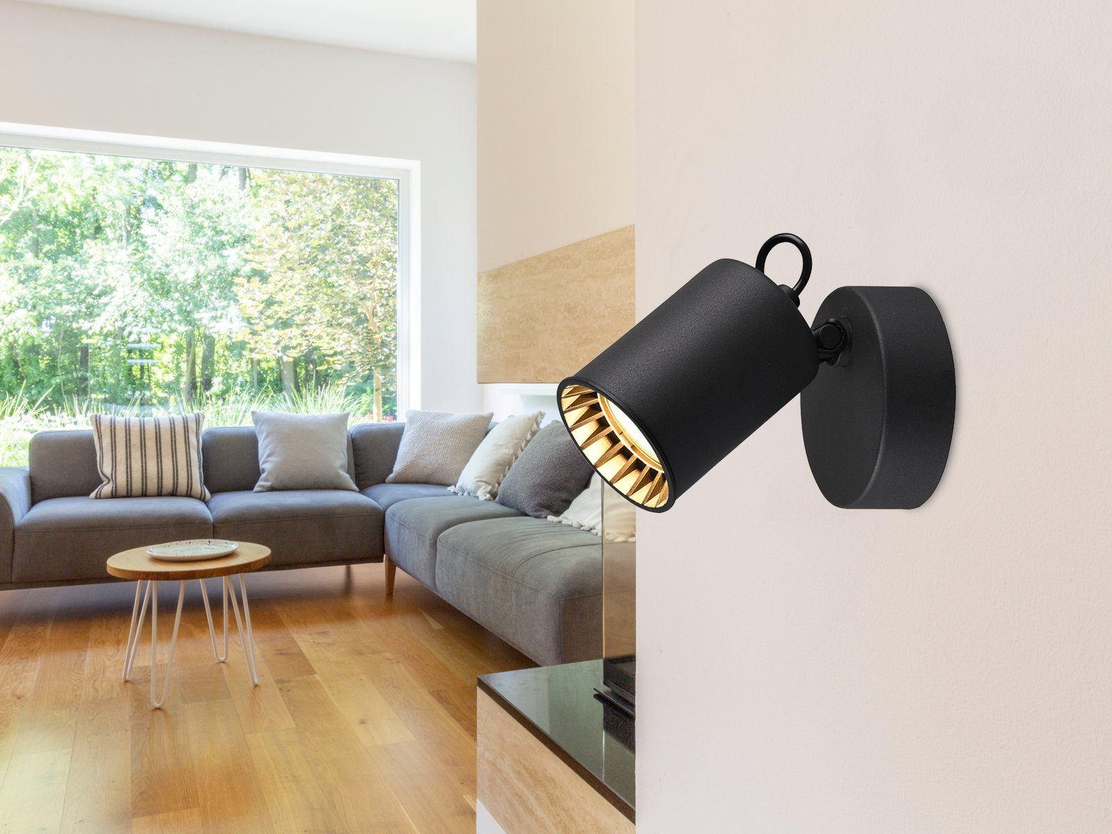 TRIO Leuchten LED Wandstrahler, 1x austauschbares GU10 LED mit 5 Watt, 400 Lumen, LED wechselbar, Warmweiß, innen klein-e Wandleuchte Lichtspots Treppenhaus Nachttisch Bett, Ø6cm
