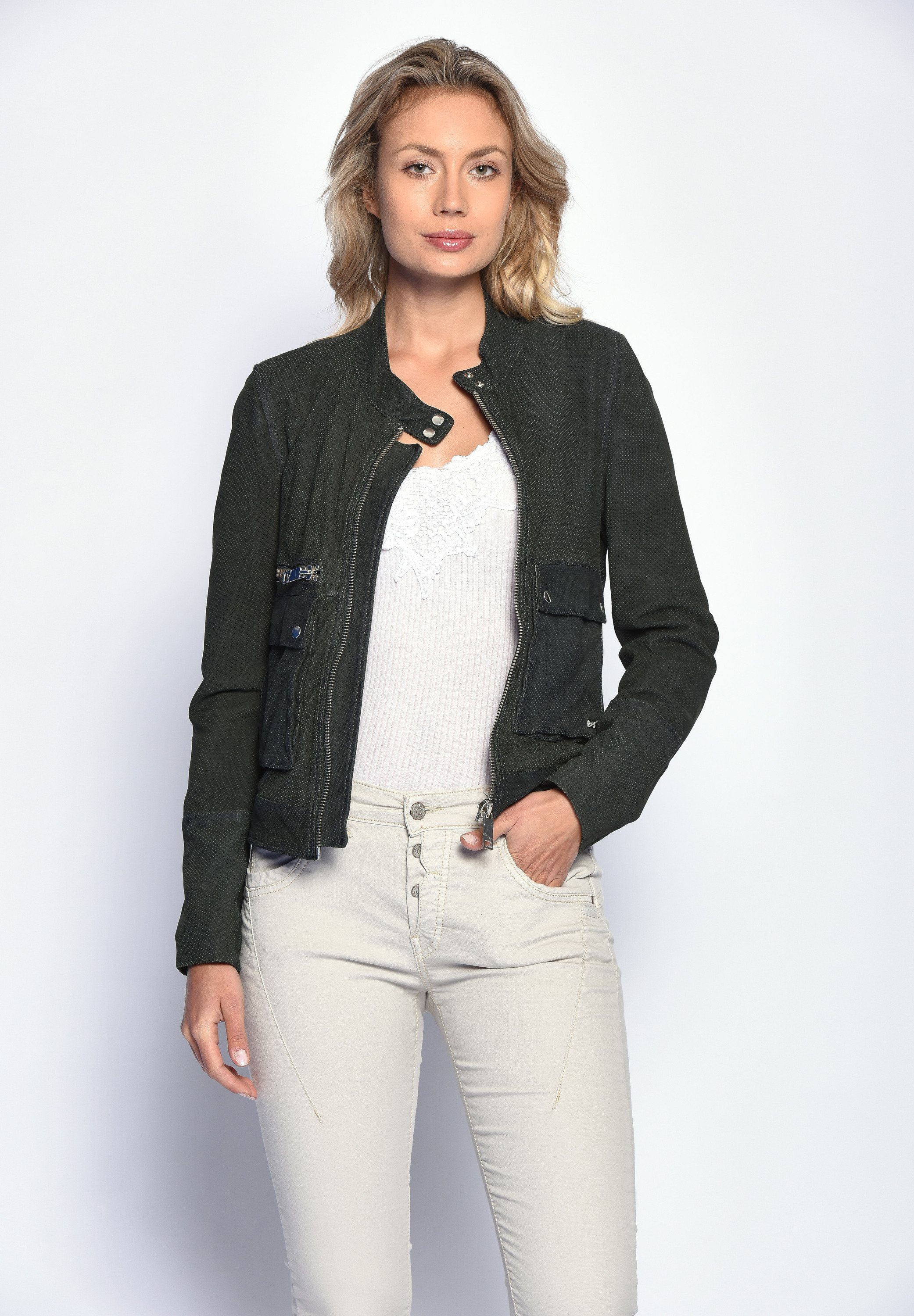 Maze Lederjacke Clermont petrol