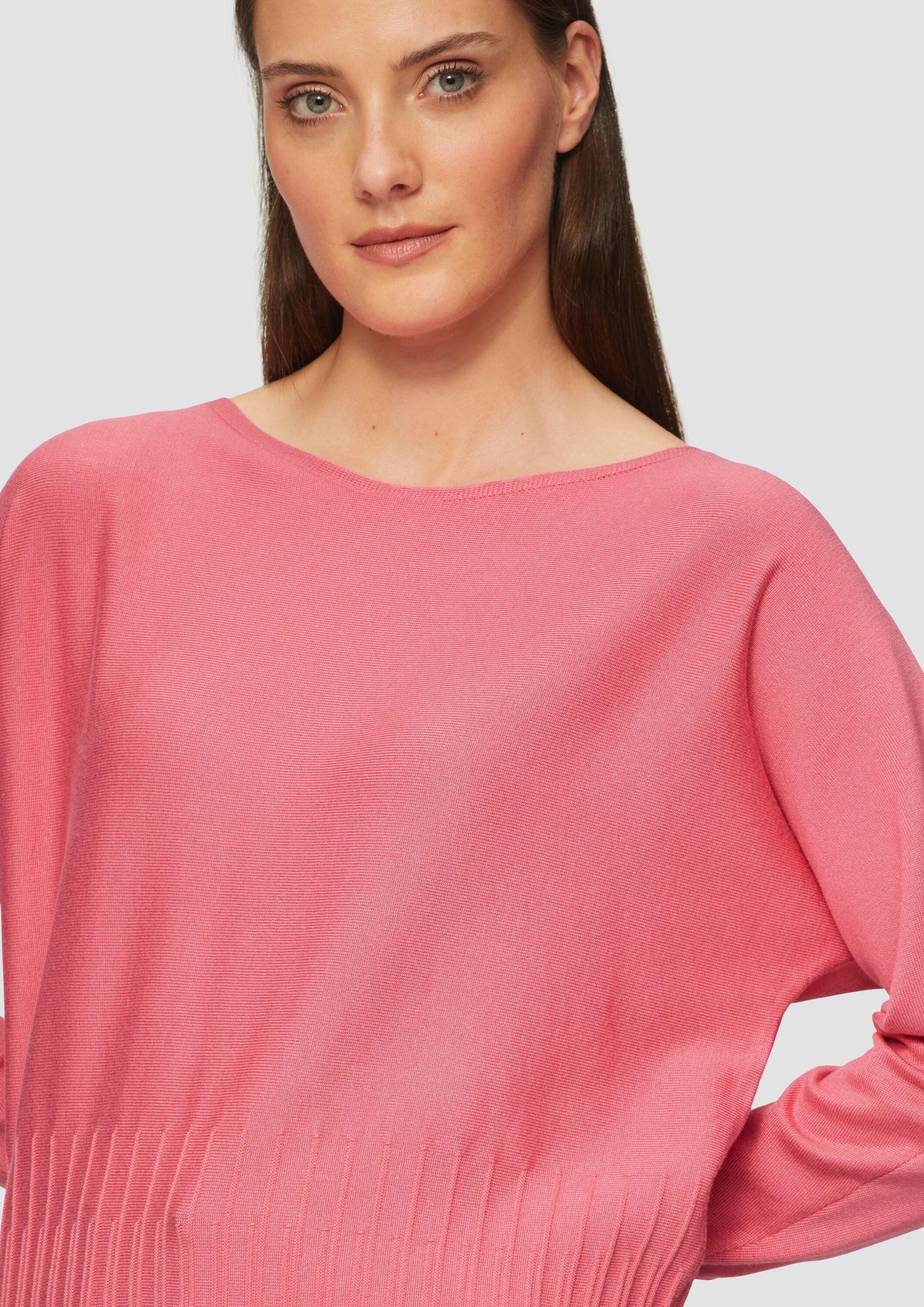 s.Oliver Longpullover Strickpullover Strickpullover mit Strukturmuster am Saum