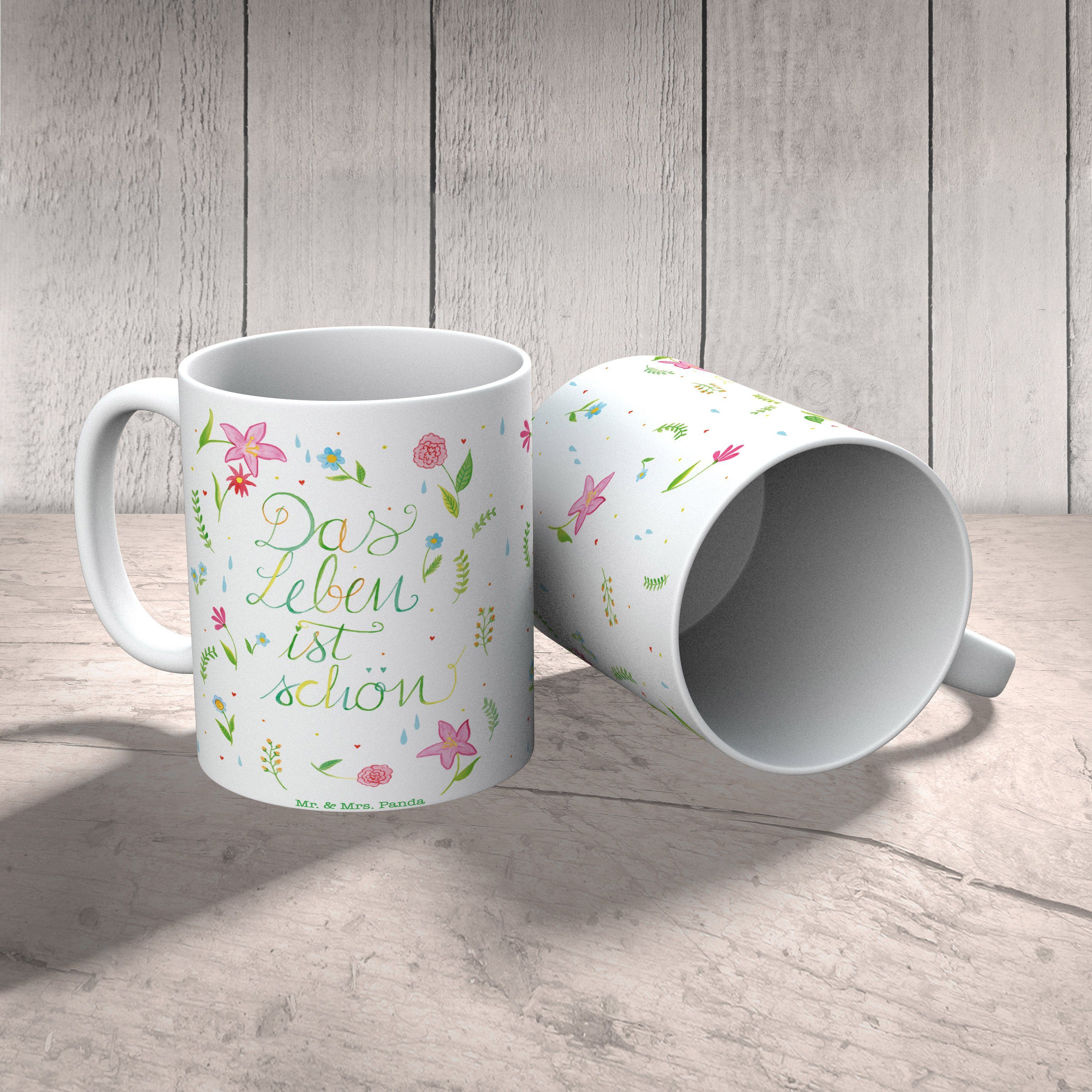 Tasse Botsc, & Mr. Panda Keramik ist positive Tasse, - Leben Geschenk, Mrs. Blumen schön Das Geschenk
