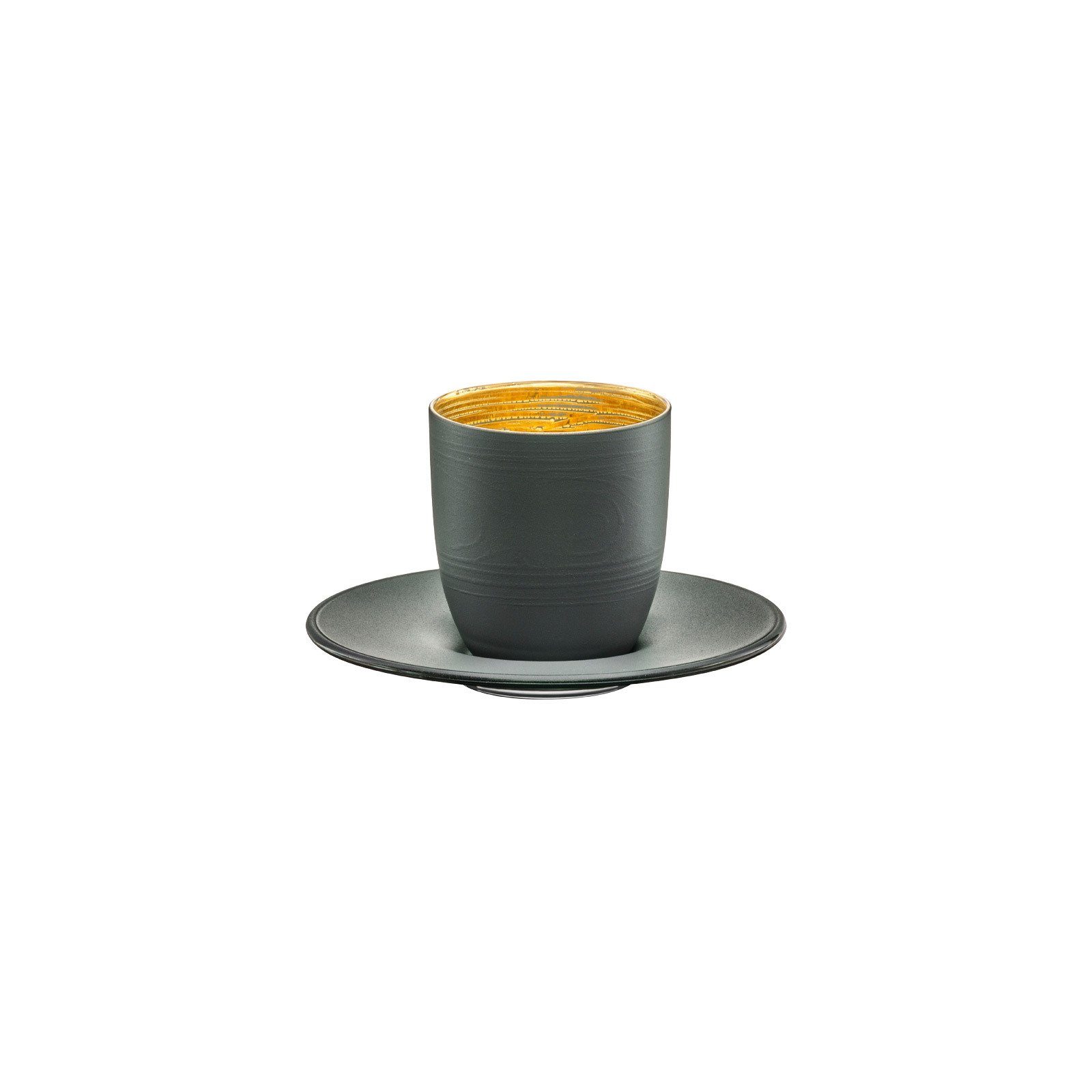 Stein-Look, in Gold grauer Kristallglas, Germany, COSMO Eisch 24karätigem Made Espressoglas in Espressoglas COSMO mit veredelt, mit COLLECT, COLLECT Handarbeit Untertasse