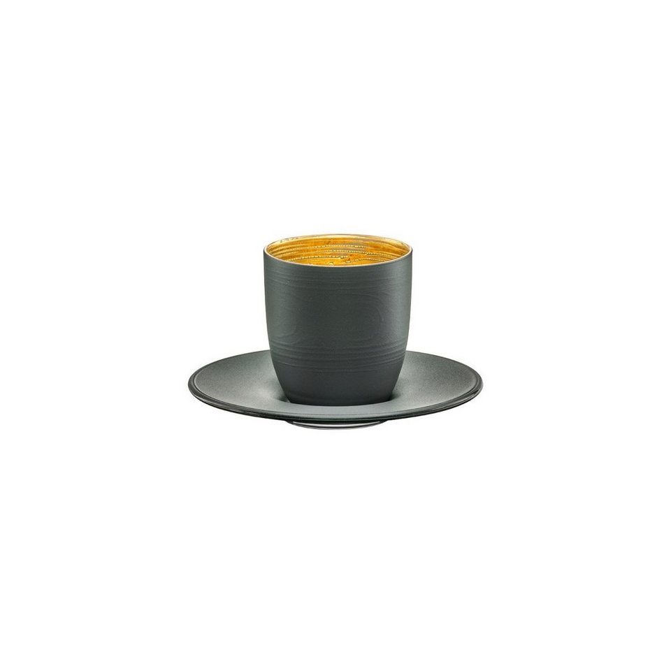 Eisch Espressoglas COSMO COLLECT, Made in Germany, Kristallglas, in  Handarbeit mit 24karätigem Gold veredelt, grauer Stein-Look, COSMO COLLECT  Espressoglas mit Untertasse