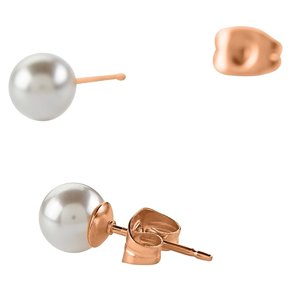 Paar Ohrstecker Perlohrstecker rose 6mm rose goldfarben