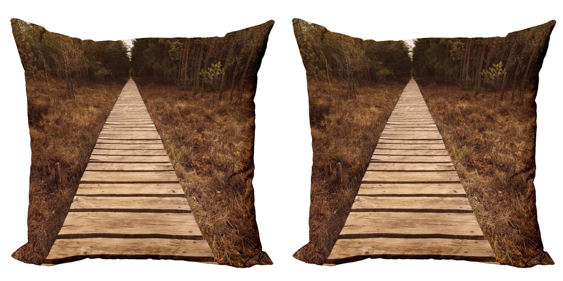 Kissenbezüge Modern Accent Doppelseitiger Digitaldruck, Abakuhaus (2 Stück), Wald Wooden Path Abenteuer