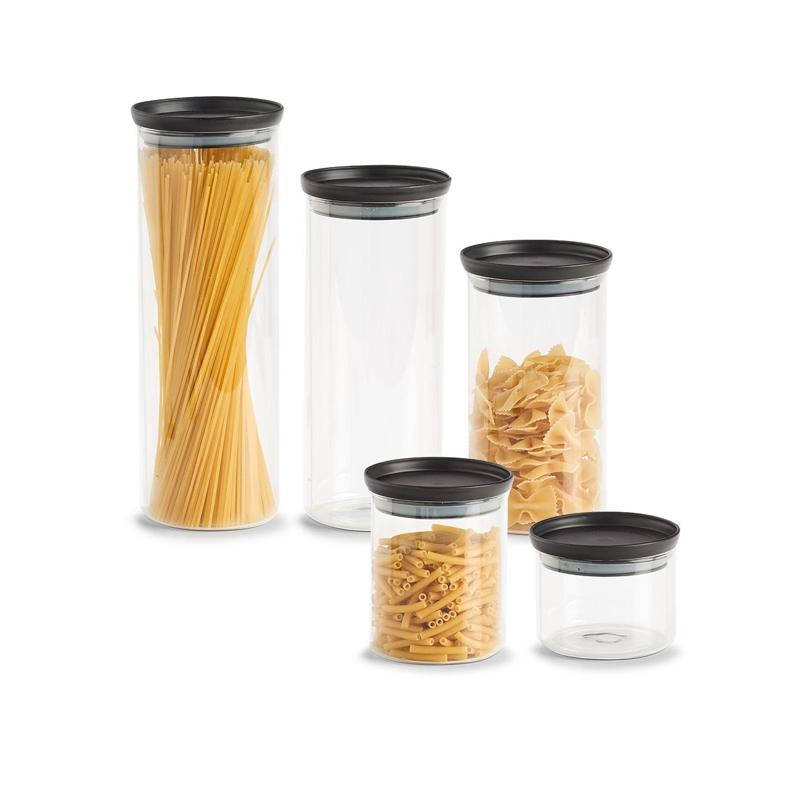 5-teilig, Vorratsgläser Kunststoff, Aufbewahrungsgläser Glas, (Set, mit Neuetischkultur 5-tlg), Kunststoffdeckel Vorratsglas