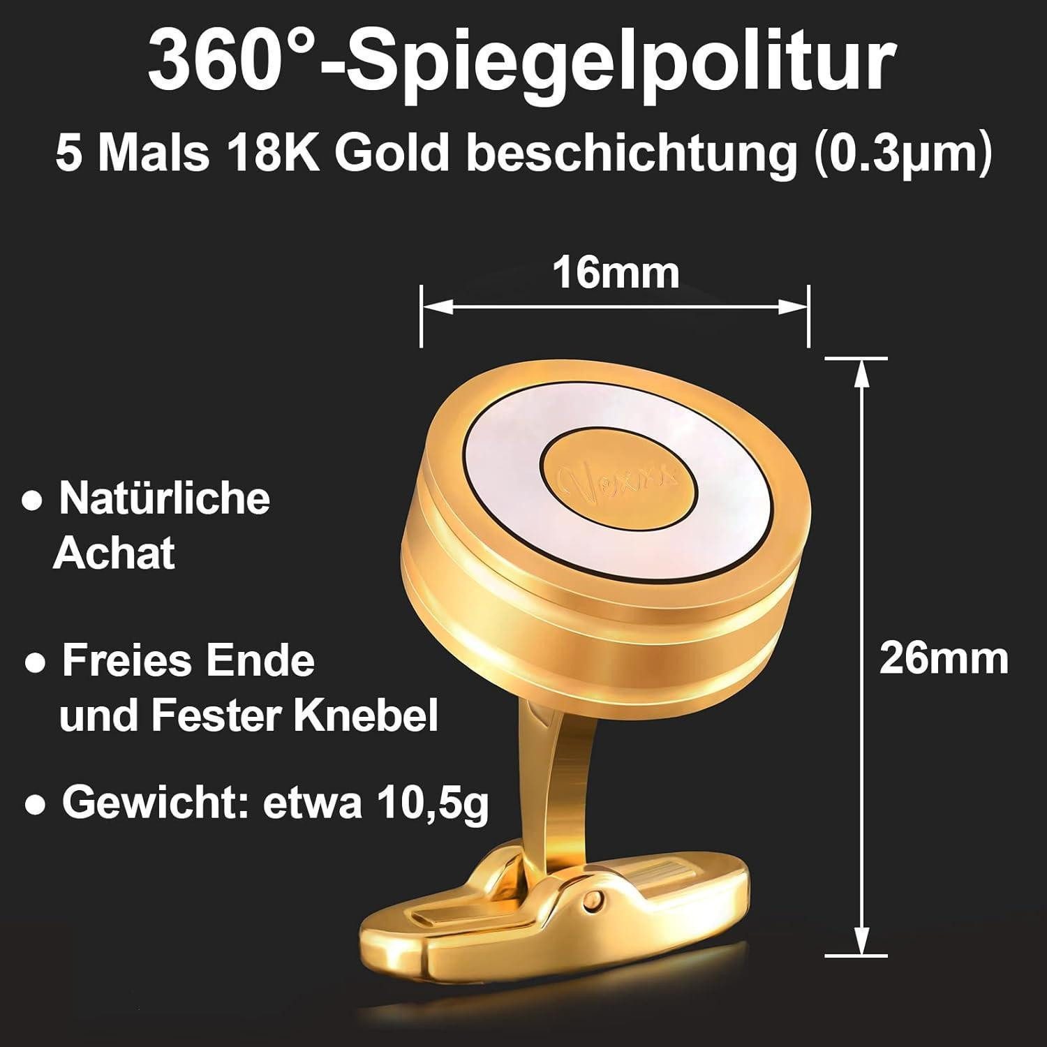 LuxusKollektion Manschettenknöpfe Manschettenknöpfe Herren Achat Perlmutt 18K Weißer Fritillaria-Stein