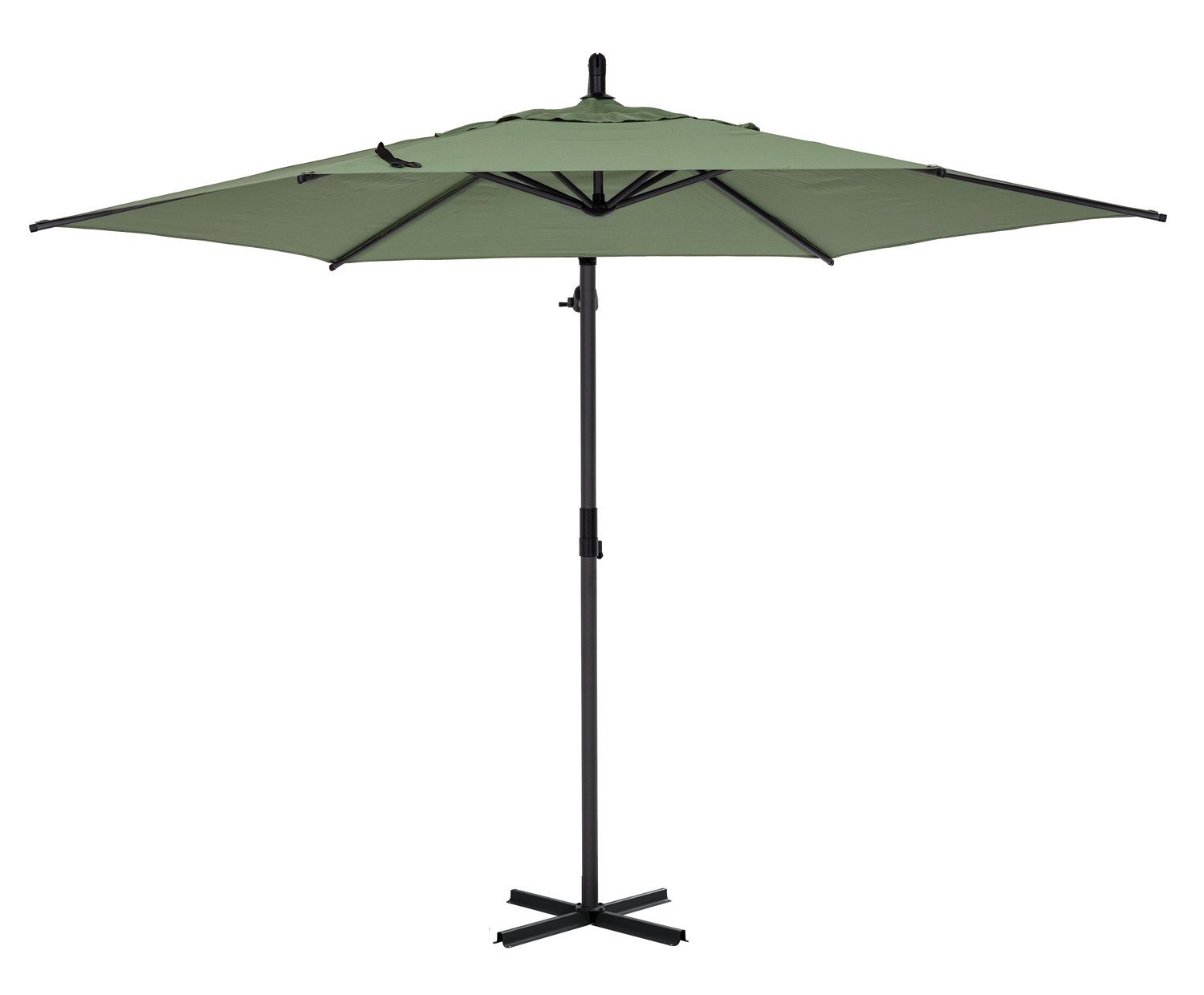 Bizzotto Ampelschirm TROPEA, Olivgrün, Ø 300 cm, Aluminium, Drehbar, Schwenkbar, Höhenverstellbar, mit Plattenständer, Polyester