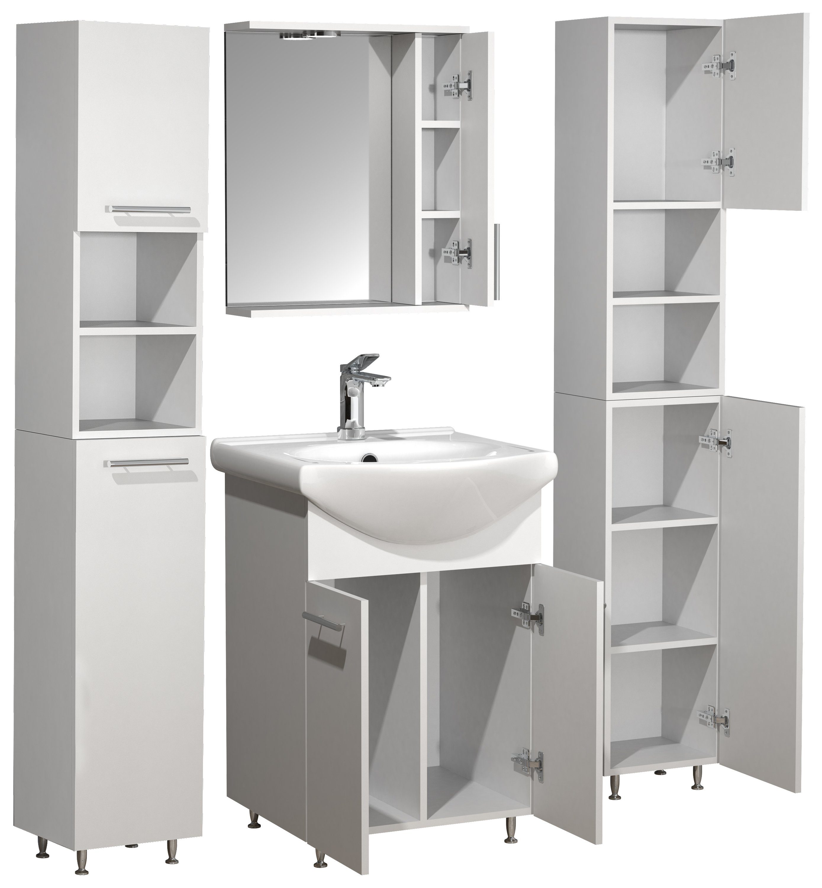VCM Waschtisch 5tlg Waschplatz Waschtisch Spiegelschrank Lisalo M (5-St)