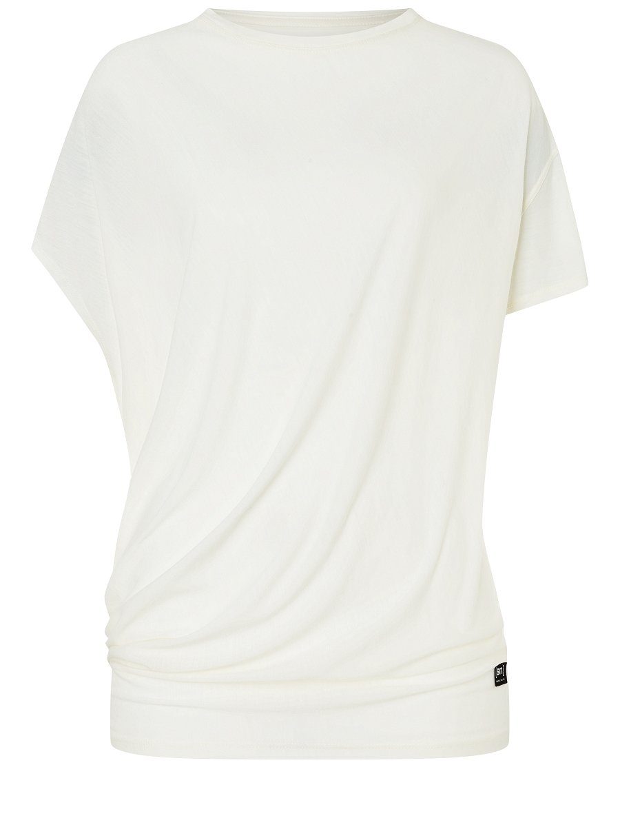 T-Shirt Merino W Fresh T-Shirt YOGA TEE LOOSE Merino-Materialmix bequemer White SUPER.NATURAL
