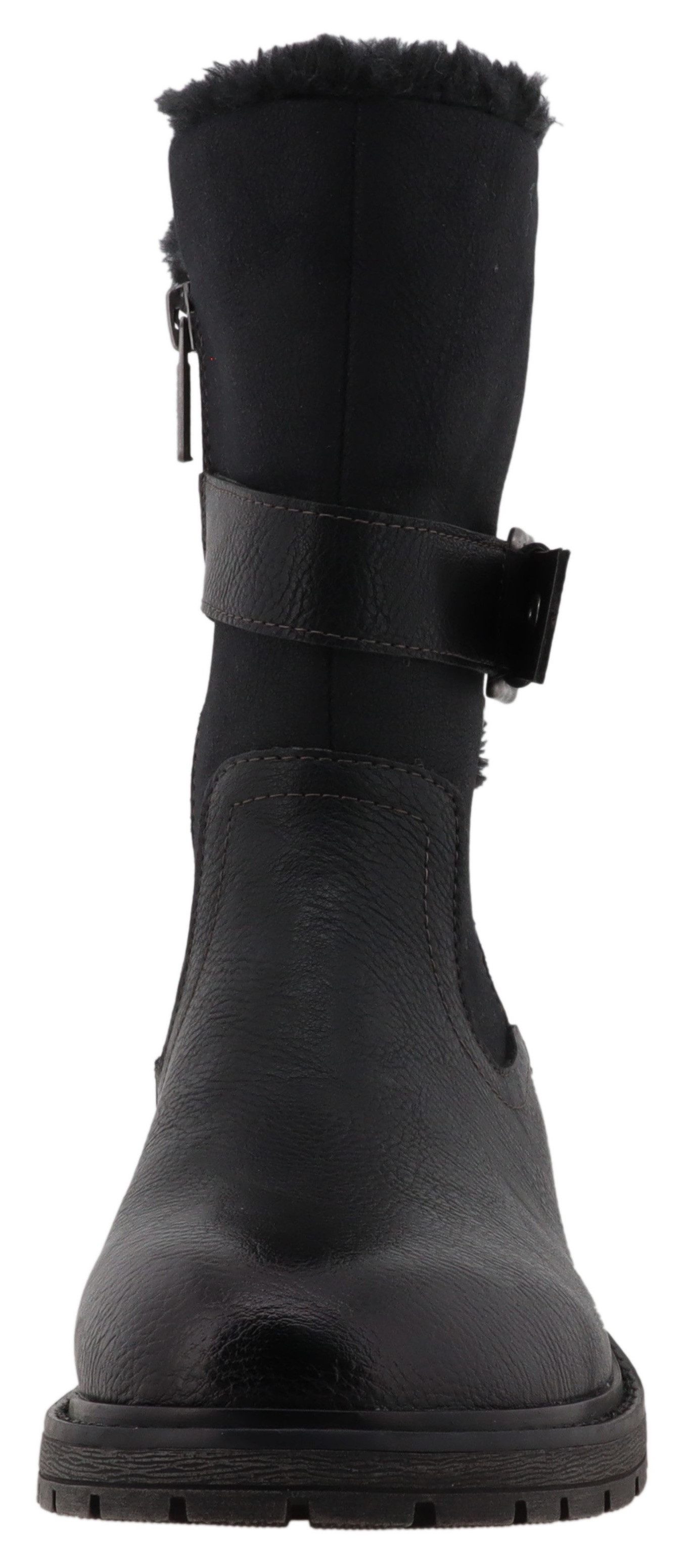 Mustang Shoes Bienke Winterstiefel Biker Boots mit Blockabsatz und Zierriemchen