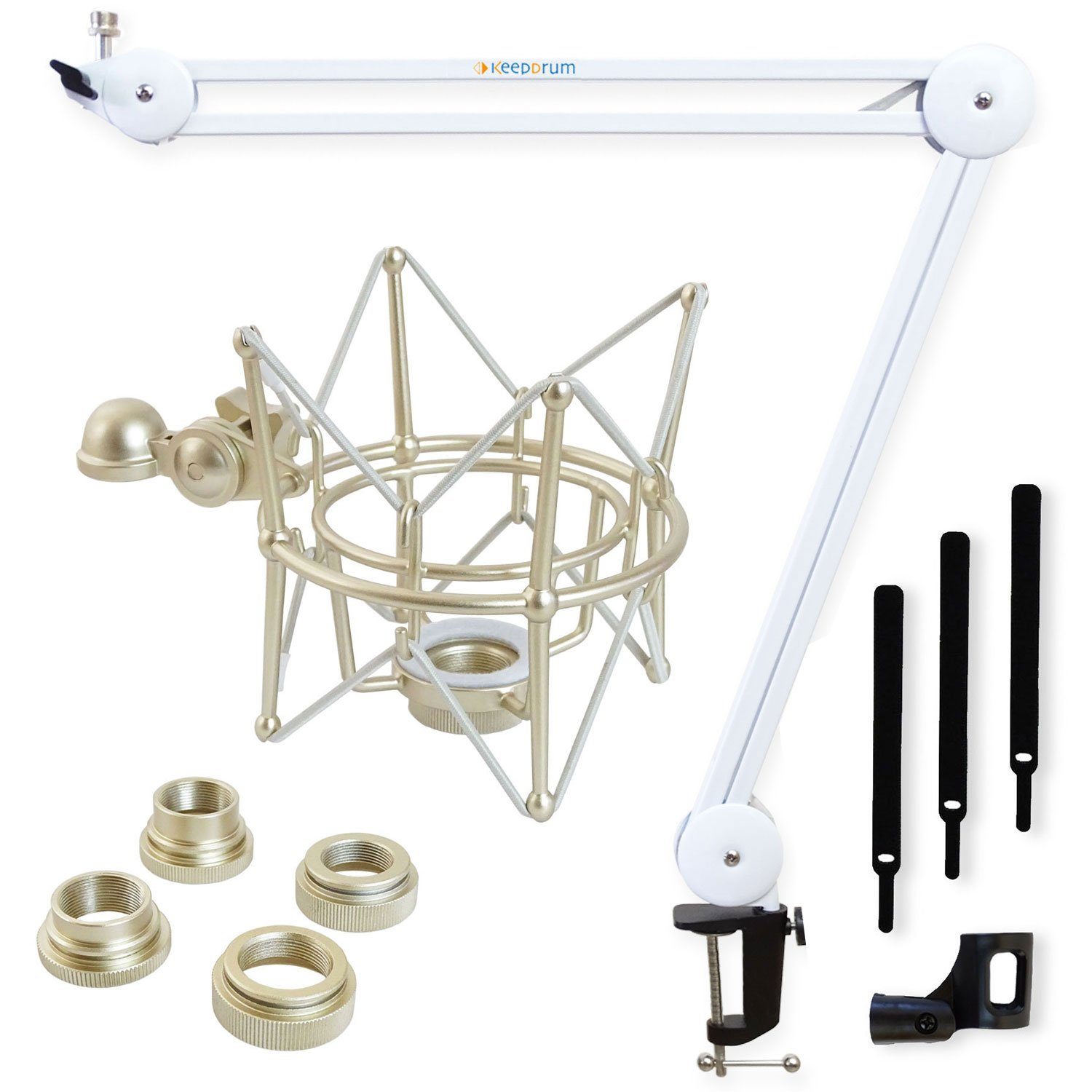 Mikrofonständer keepdrum MS138 Gelenkarm Weiss mit Multi-Spinne