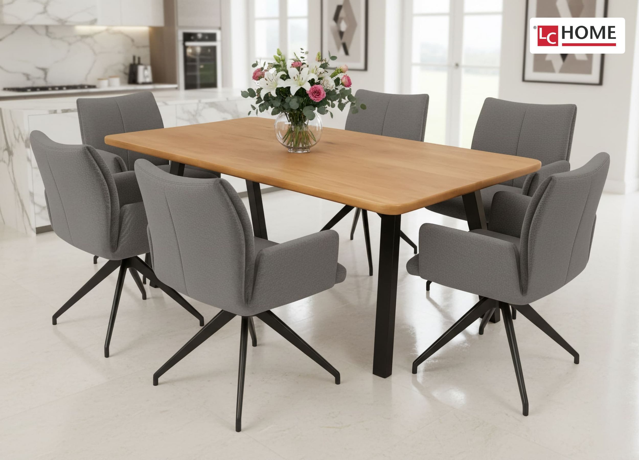 LC Home Essgruppe LC Home Essgruppe Monti Esstisch Wildeiche + Esszimmerstü günstig online kaufen