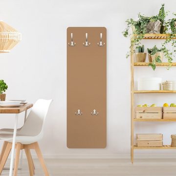 Bilderdepot24 Garderobenpaneel Design Unifarben Terracotta Taupe (ausgefallenes Flur Wandpaneel mit Garderobenhaken Kleiderhaken hängend), moderne Wandgarderobe - Flurgarderobe im schmalen Hakenpaneel Design