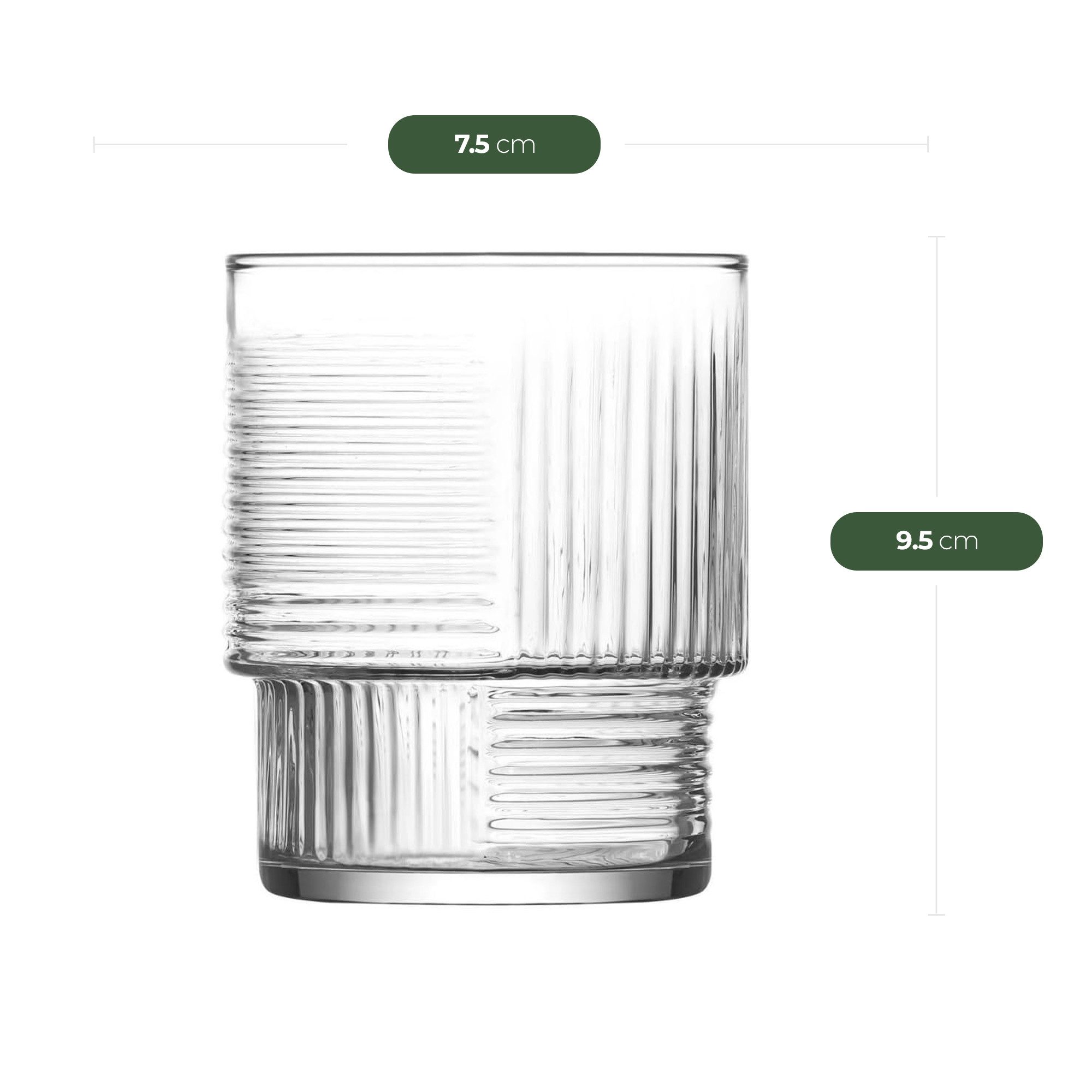LAV Gläser-Set Helen Serie 18-Teilig (325ml, 400ml, 515ml), 6-tlg., Glas, 18-tlg. Stapelbar Set, drei unterschiedliche Größen in einem Set