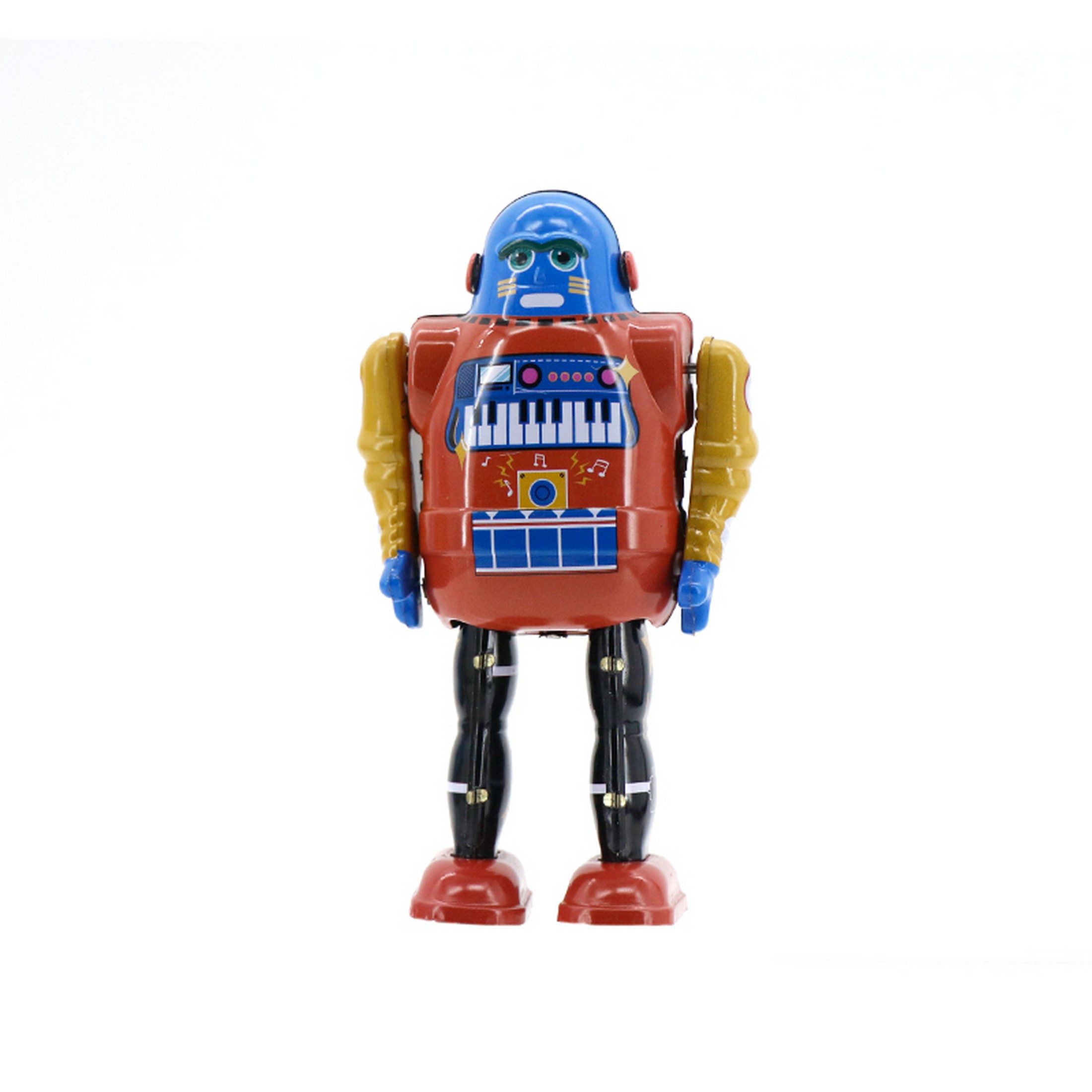 Mr & Mrs Tin Dekofigur Mr & Mrs Tin - Piano Bot Blechroboter Gehfunktion Deko-Objekt-14x8cm (mit Aufziehmotor), Sammlerfigur