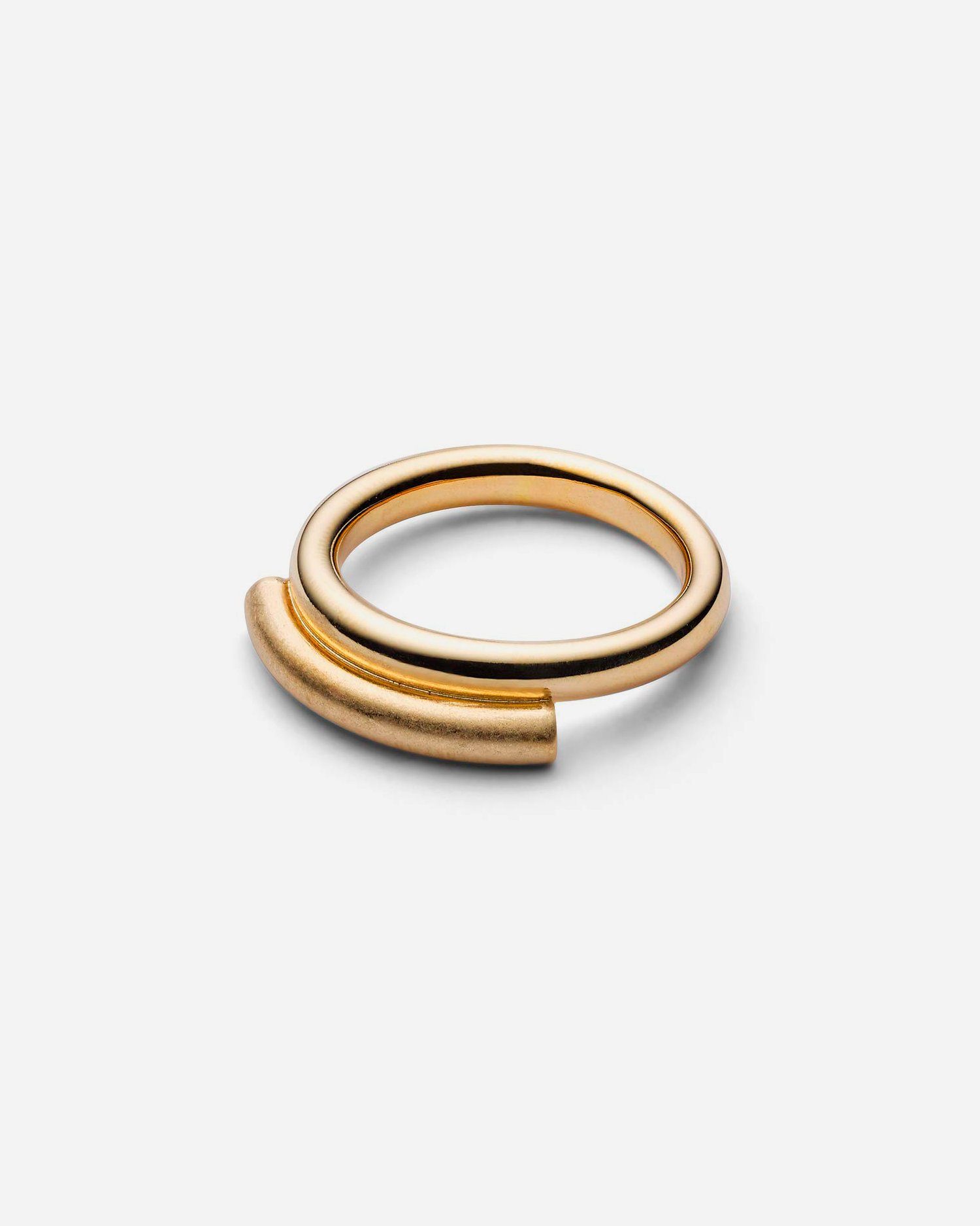 Jukserei Fingerring Damen Gold - Icon Ring vergoldet mit Krümmungselement - Icon Serie, Silber 925, 24 Karat vergoldet