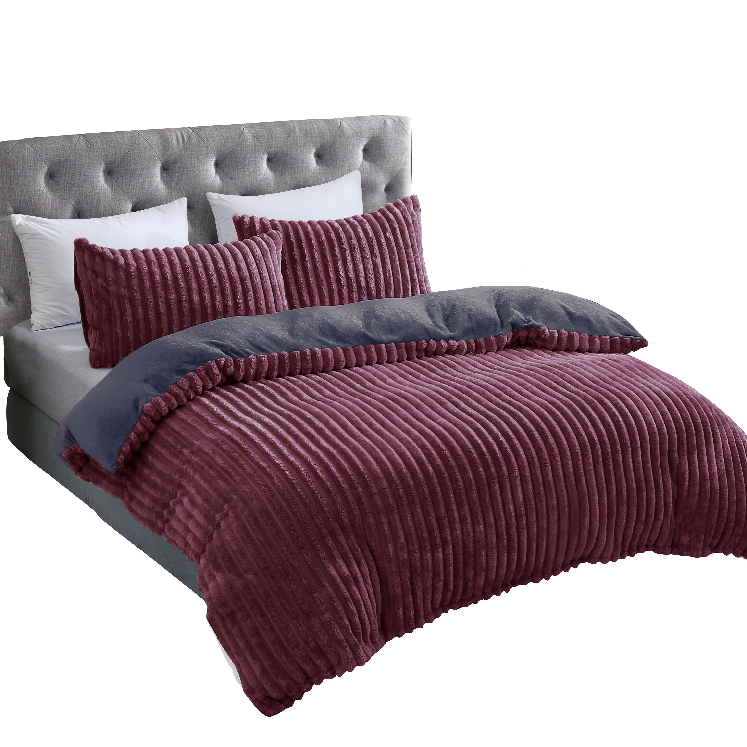COFI 1453 Bettwäsche Plüsch Bettwäsche in Cord-Optik Wendebettwäsche mit Re günstig online kaufen