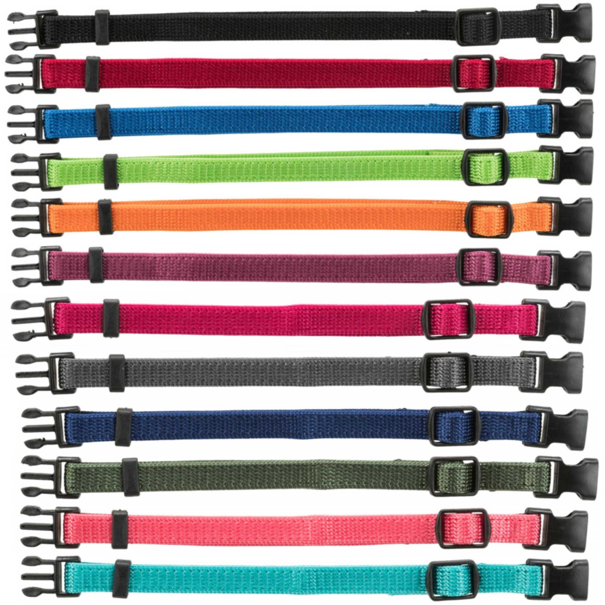 TRIXIE Hunde-Halsband Welpenhalsbänder im 12er-Set, Nylon, in 12 unterschiedlichen Farben