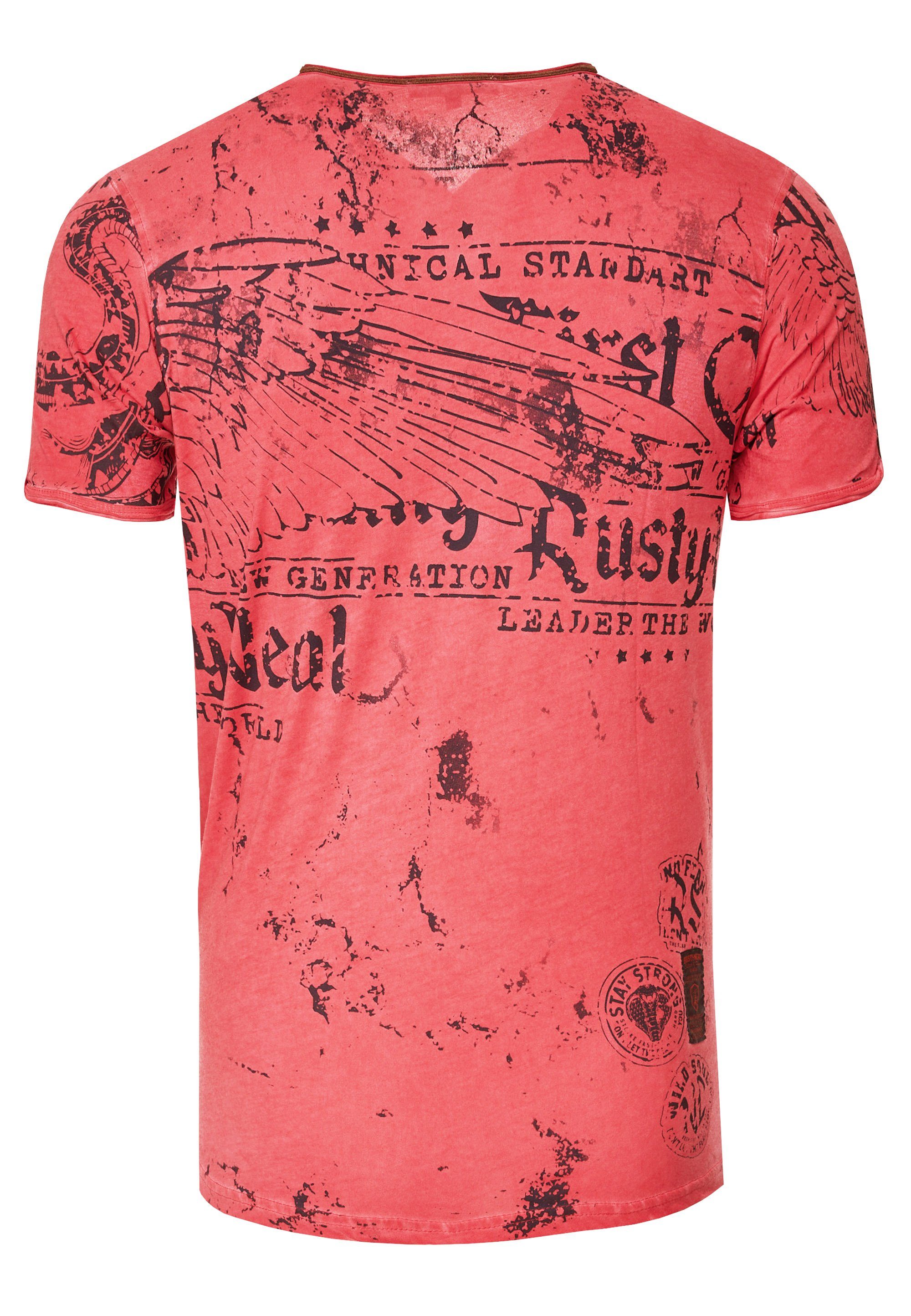 Rusty Neal T-Shirt Allover-Druck mit rot