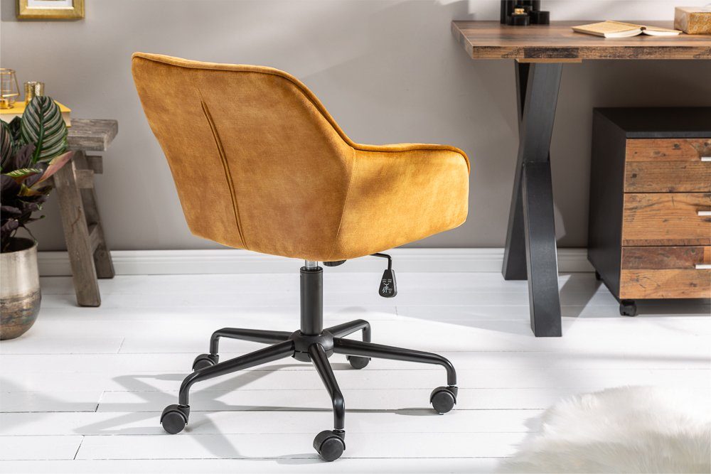 riess-ambiente Drehstuhl TURIN senfgelb / schwarz, Büro · Samt · Metall · Laufrollen · höhenverstellbar · Home Office