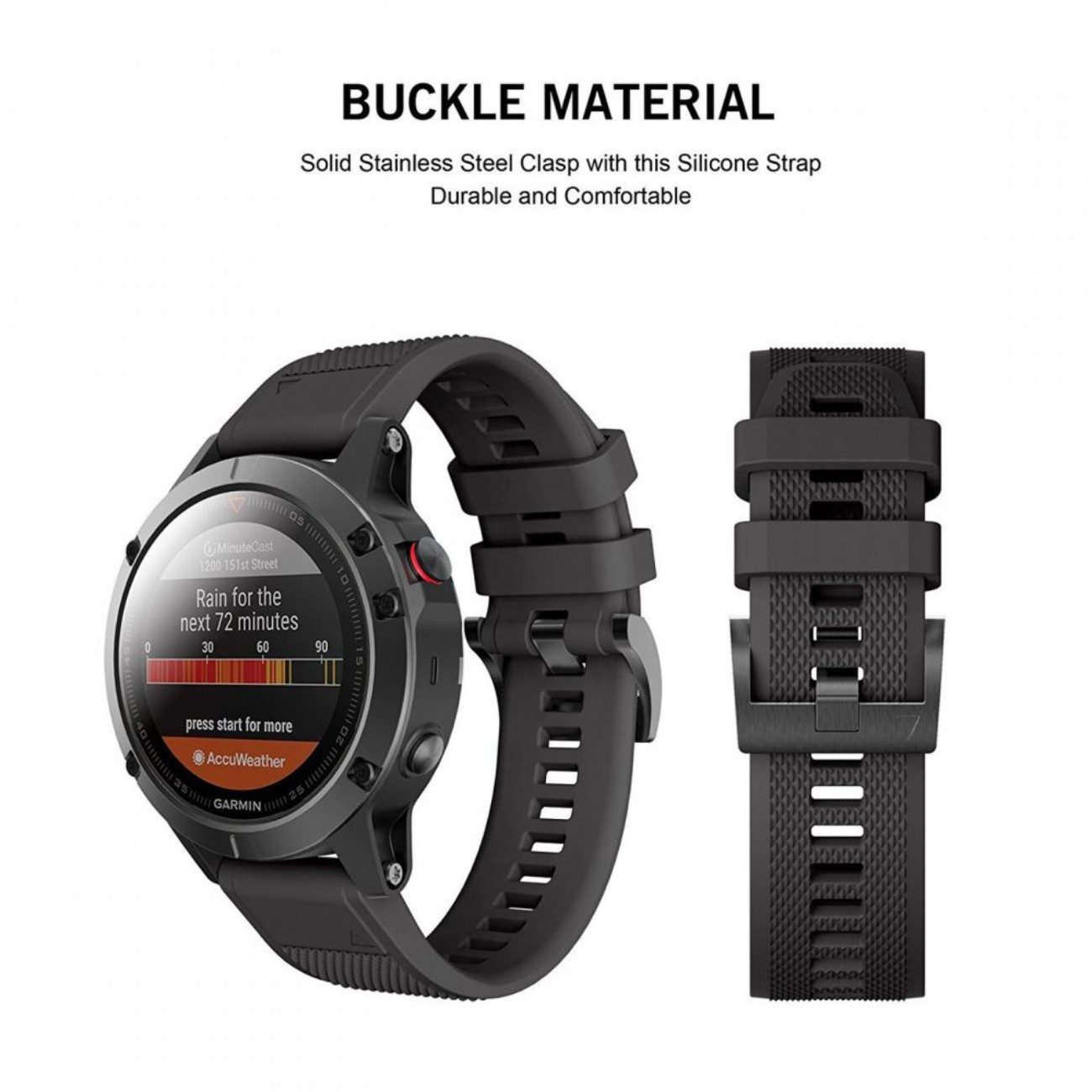 TECH PROTECT Smartwatch-Armband für Garmin Fenix 3 / 5X / 3HR / 5X Plus / 6X / 6X Pro / 7X, Weiches TPU-Armband mit Schnellverschluss-System