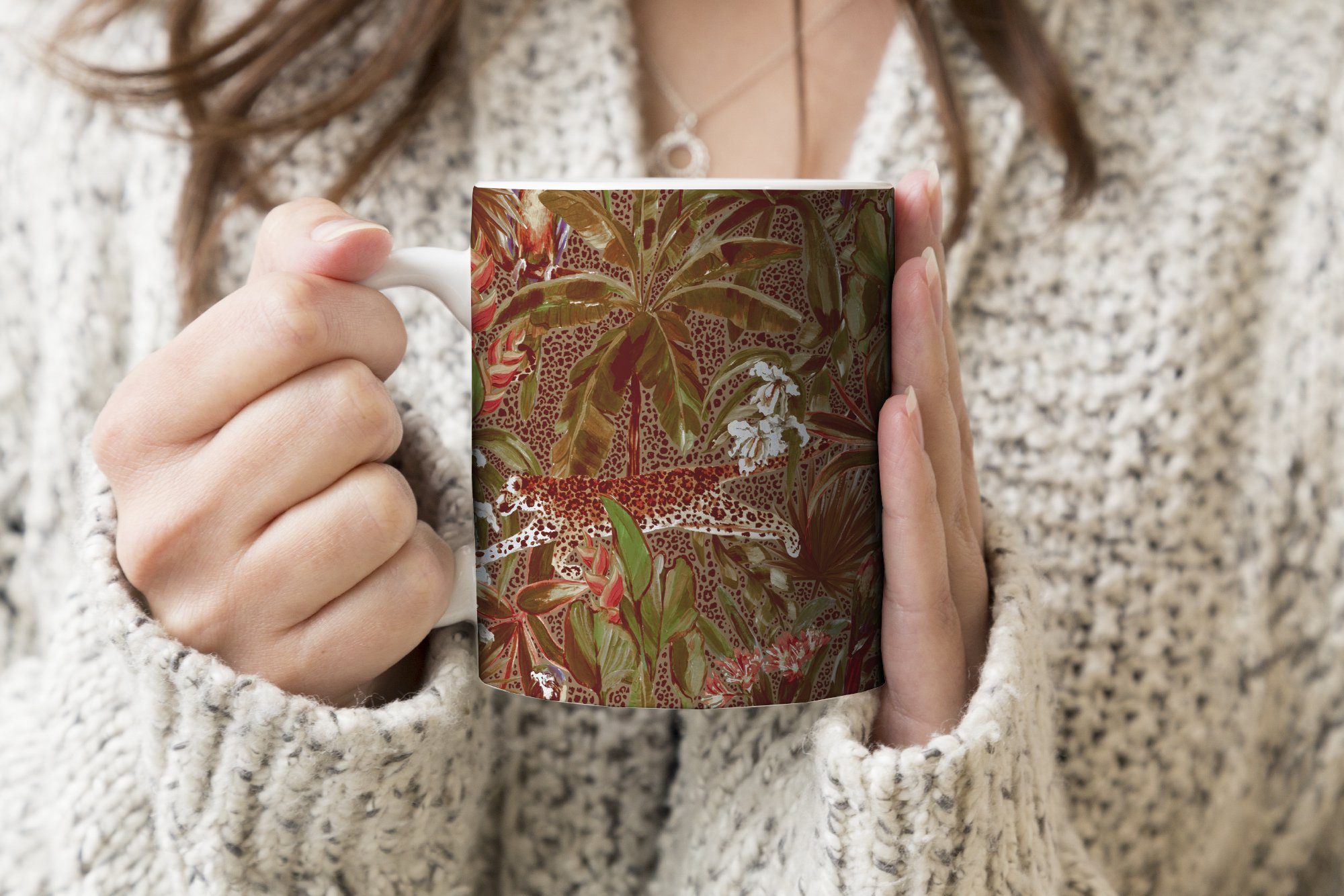 Teetasse, - Tasse Muster, - Keramik, MuchoWow - Becher, Dschungel Vintage Kaffeetassen, Teetasse, Natur Geschenk
