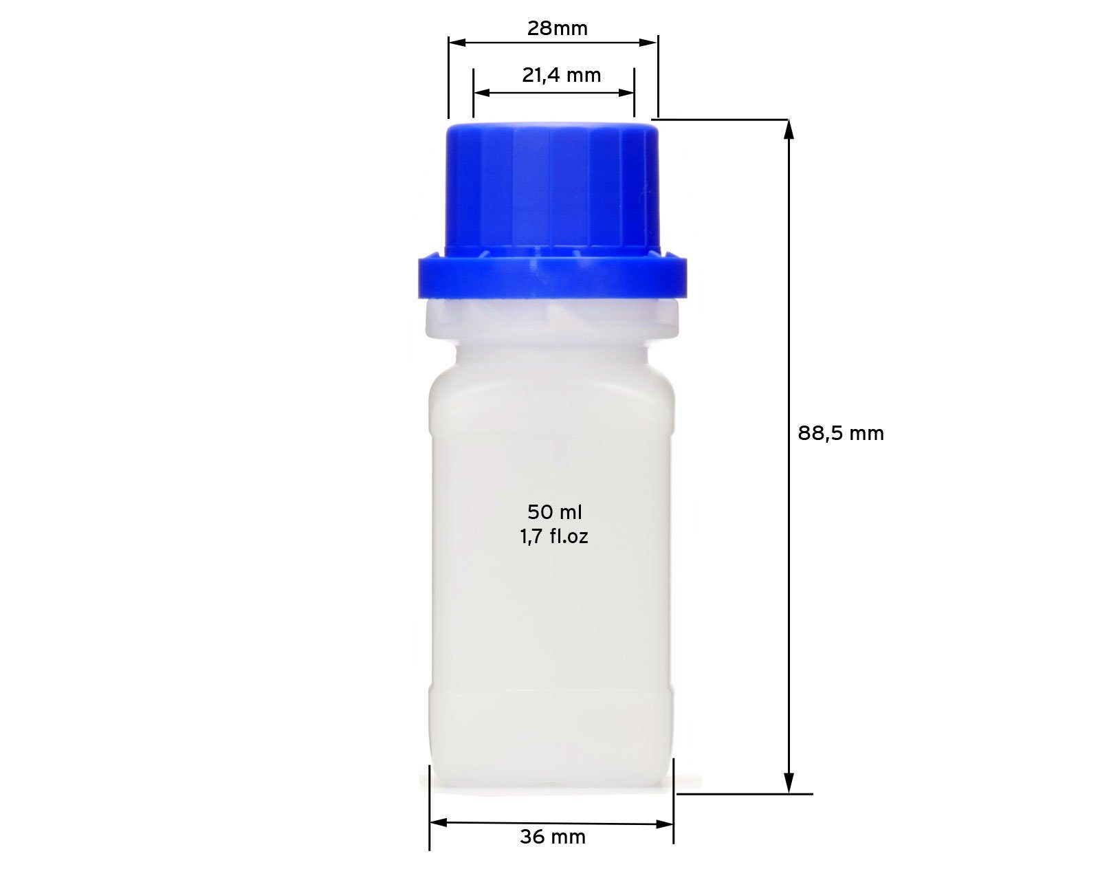 OCTOPUS Kanister 10x 50 Weithals-Flasche vierkant, ml mit Deckel, blauem naturfarben, St) (10