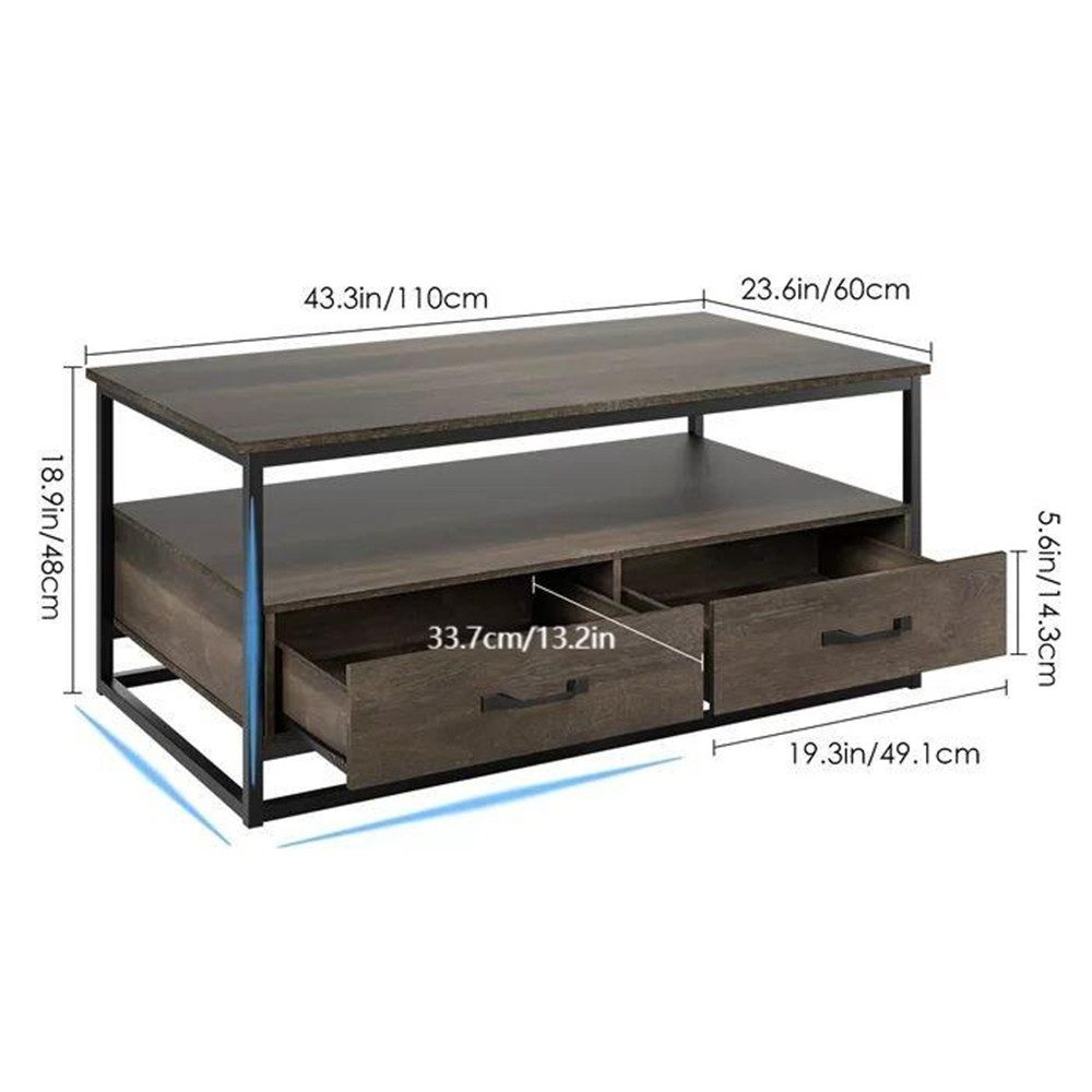HOMECHO Couchtisch, Wohnzimmertisch Schubladen Sofatisch Holz günstig online kaufen