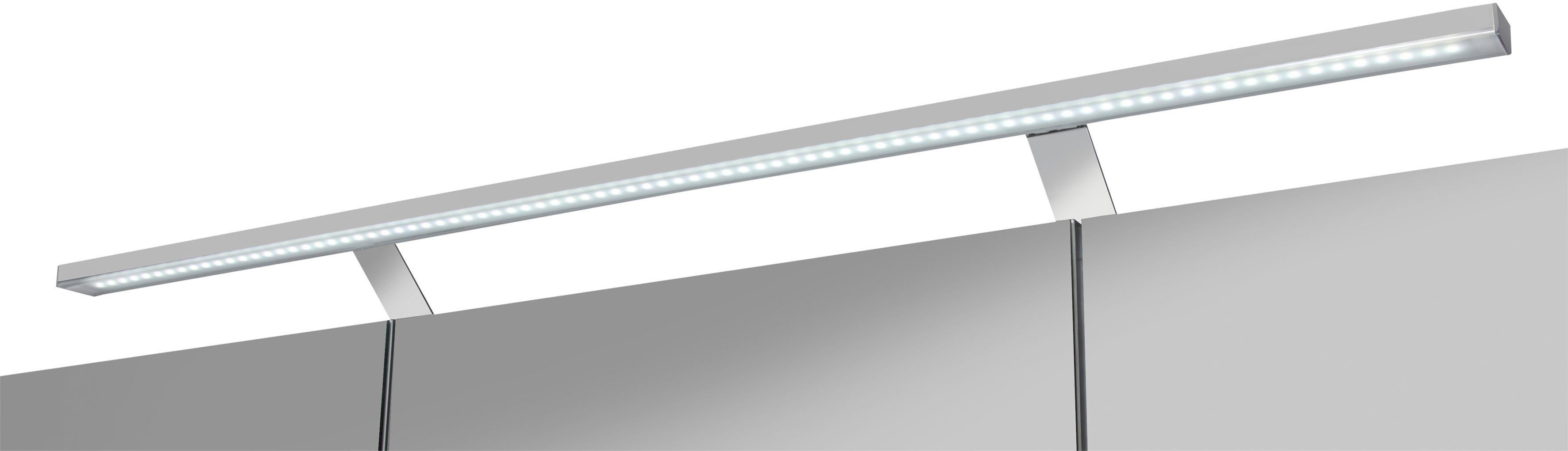 Torino kreideweiß LED-Beleuchtung, Breite welltime Spiegelschrank kreideweiß | 100 cm, 3-türig, Schalter-/Steckdosenbox