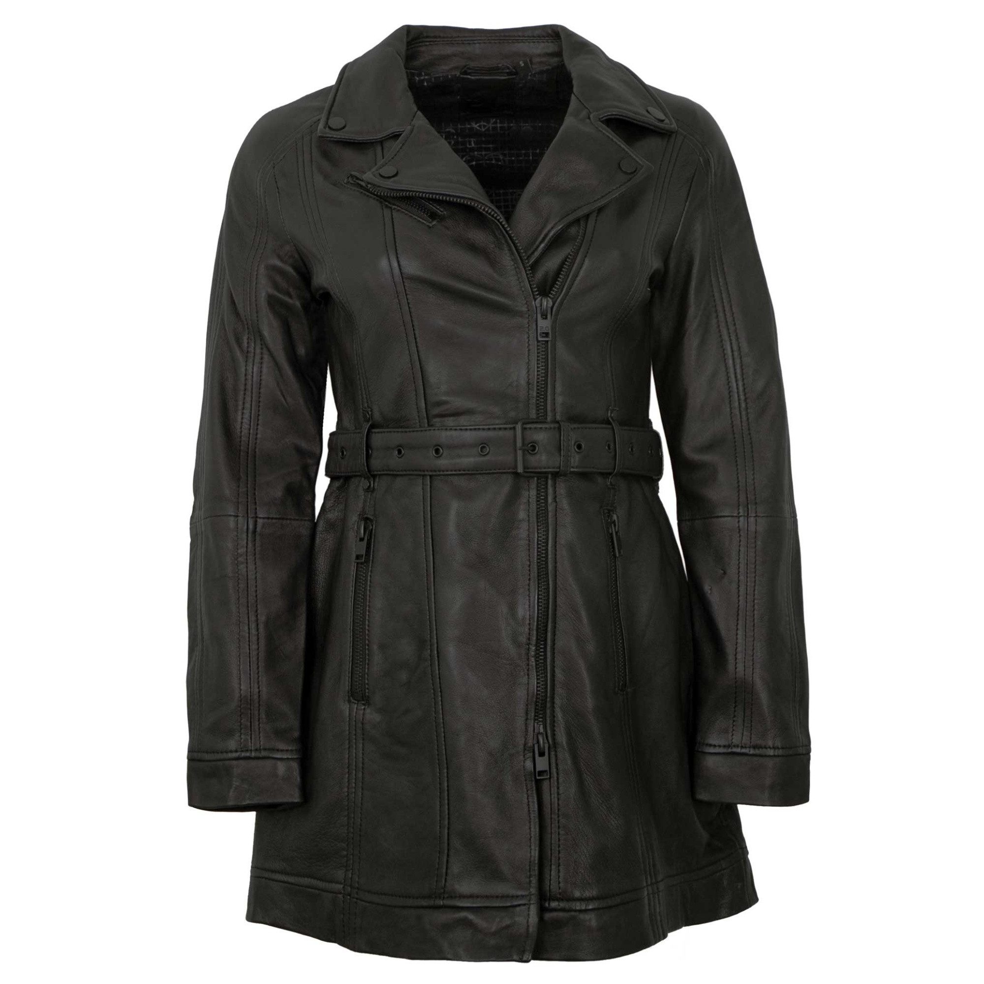 Mauritius Lederjacke G2WDenya Mauritius - Damen Ledermantel Lammnappa Gürte günstig online kaufen