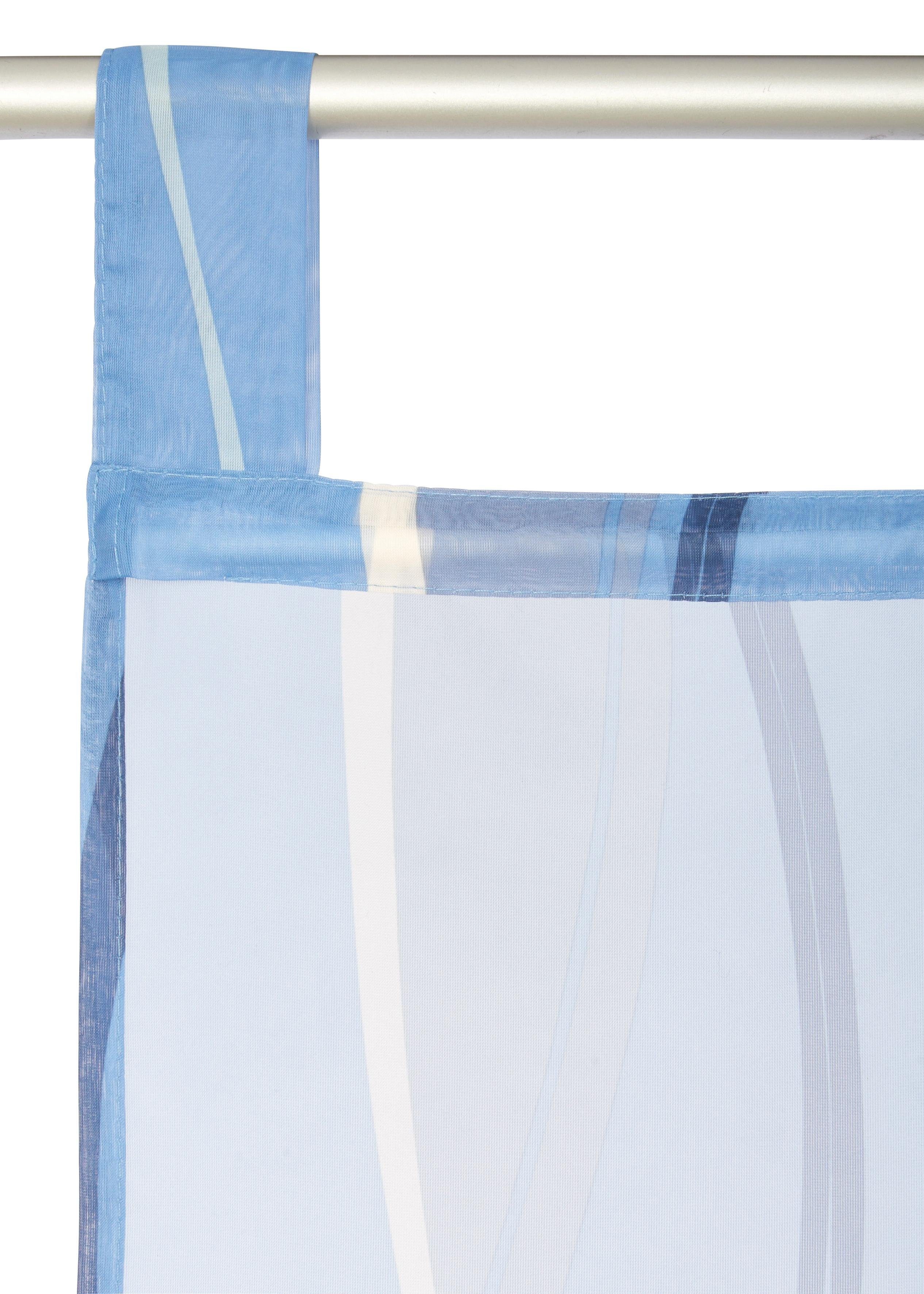 Schiebegardine Dimona, my home, (2 St), blau/weiß Beschwerungsstange, Schlaufen Voile, transparent, Wellen transparent, 2er-Set, Fertiggardine, inkl