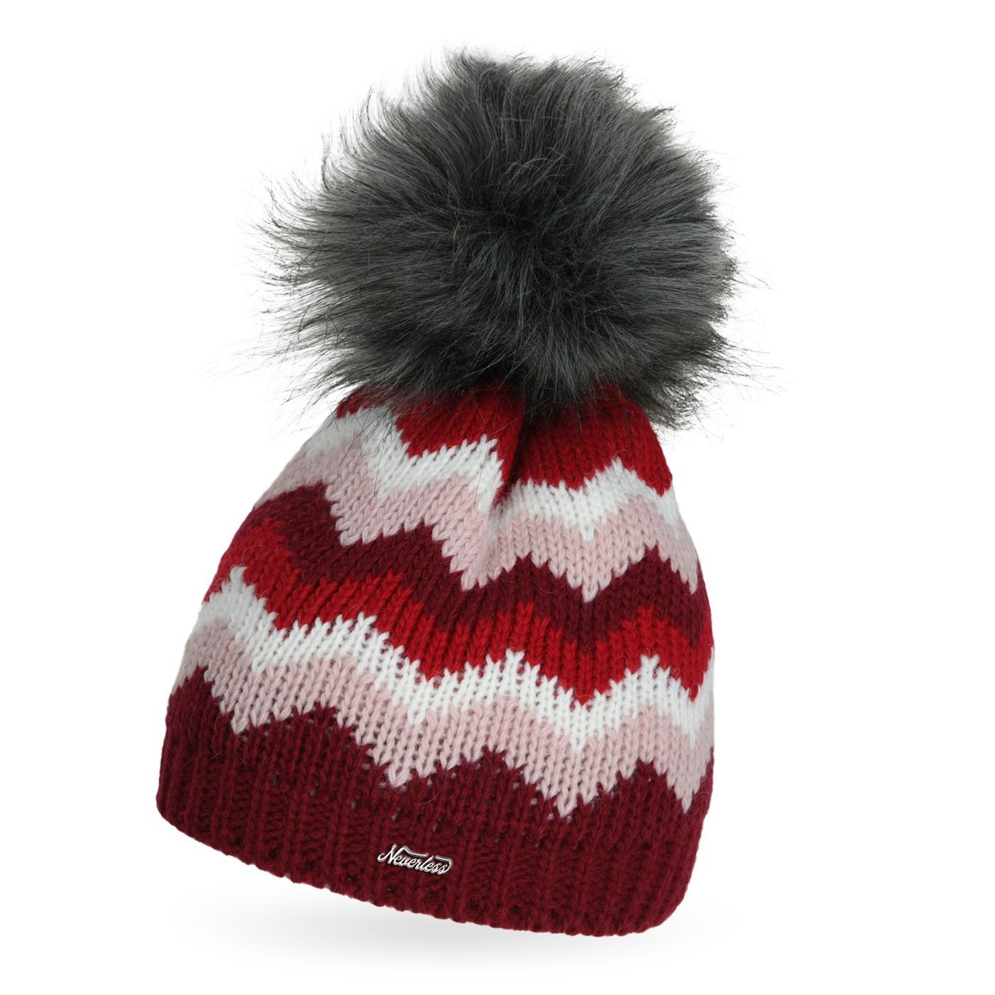 Neverless Bommelmütze Damen Strick-Mütze Bommelmütze Fell-Bommel Kunstfell Winter-Mütze mehr