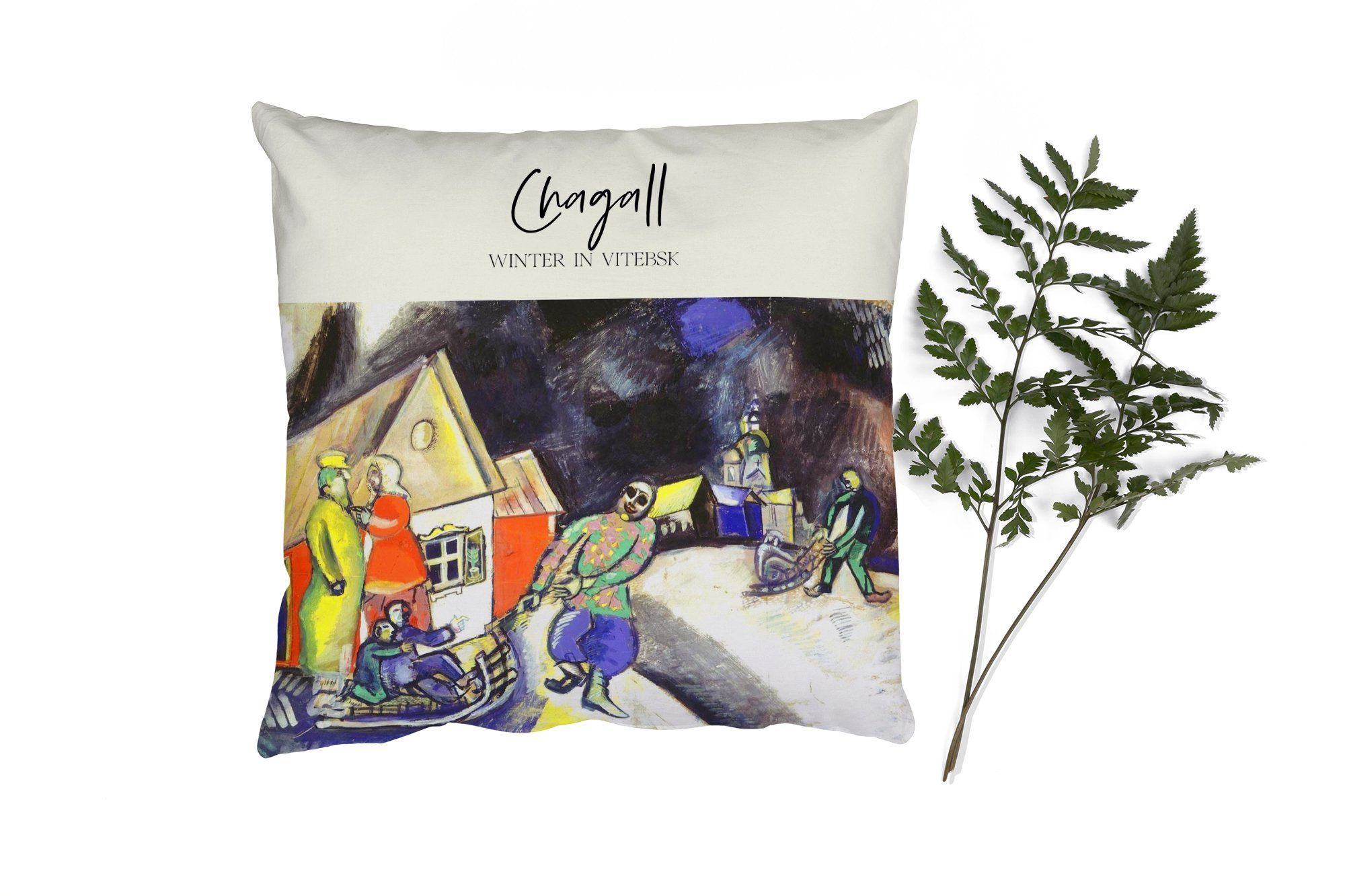 - MuchoWow Füllung Sofakissen Chagall Winter Zierkissen für - Gemälde, Deko, Wohzimmer, Witebsk in Schlafzimmer, Dekokissen mit
