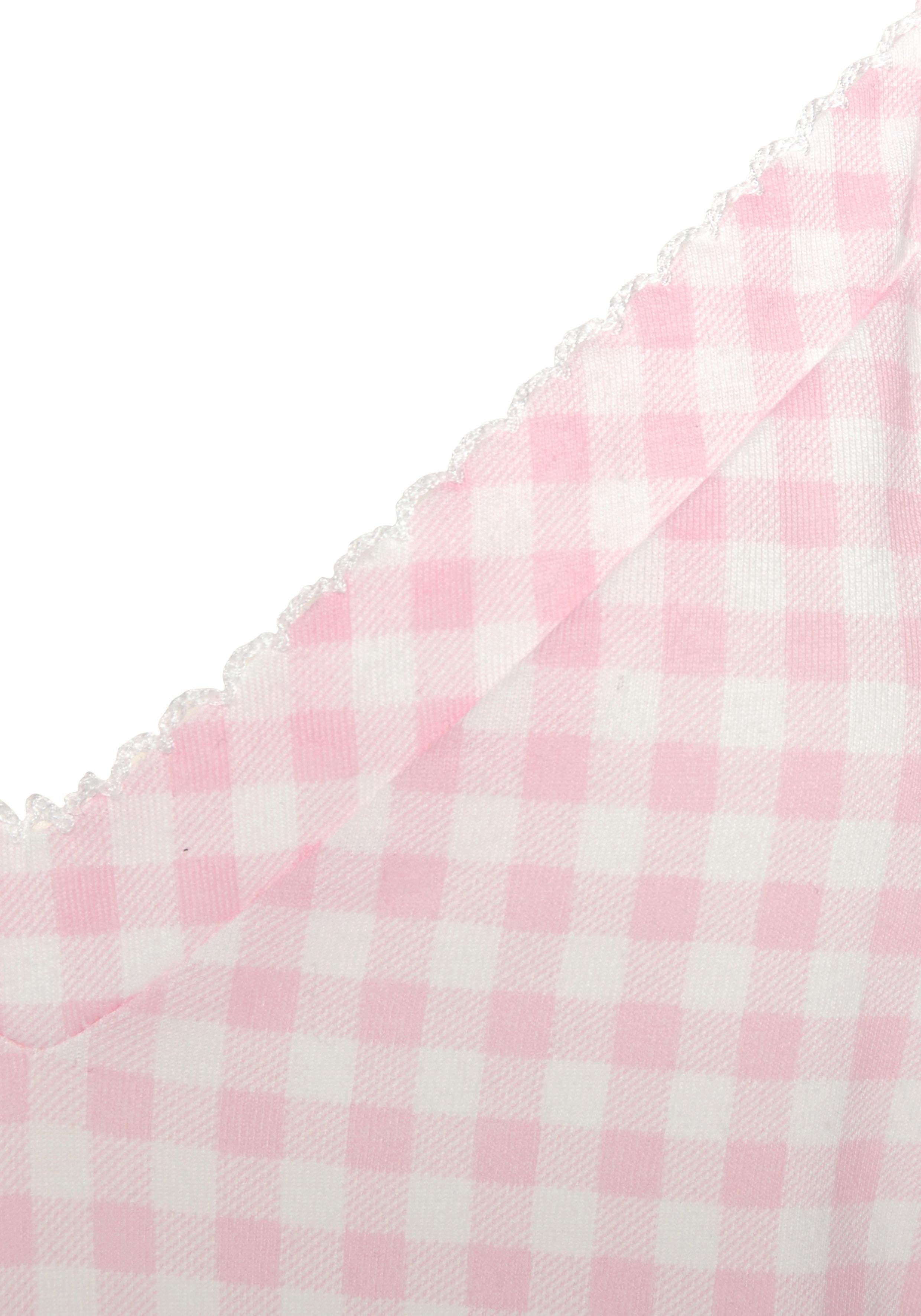 Vivance Dreams Negligé mit und rosa-weiß feinem Muster Häkelkante