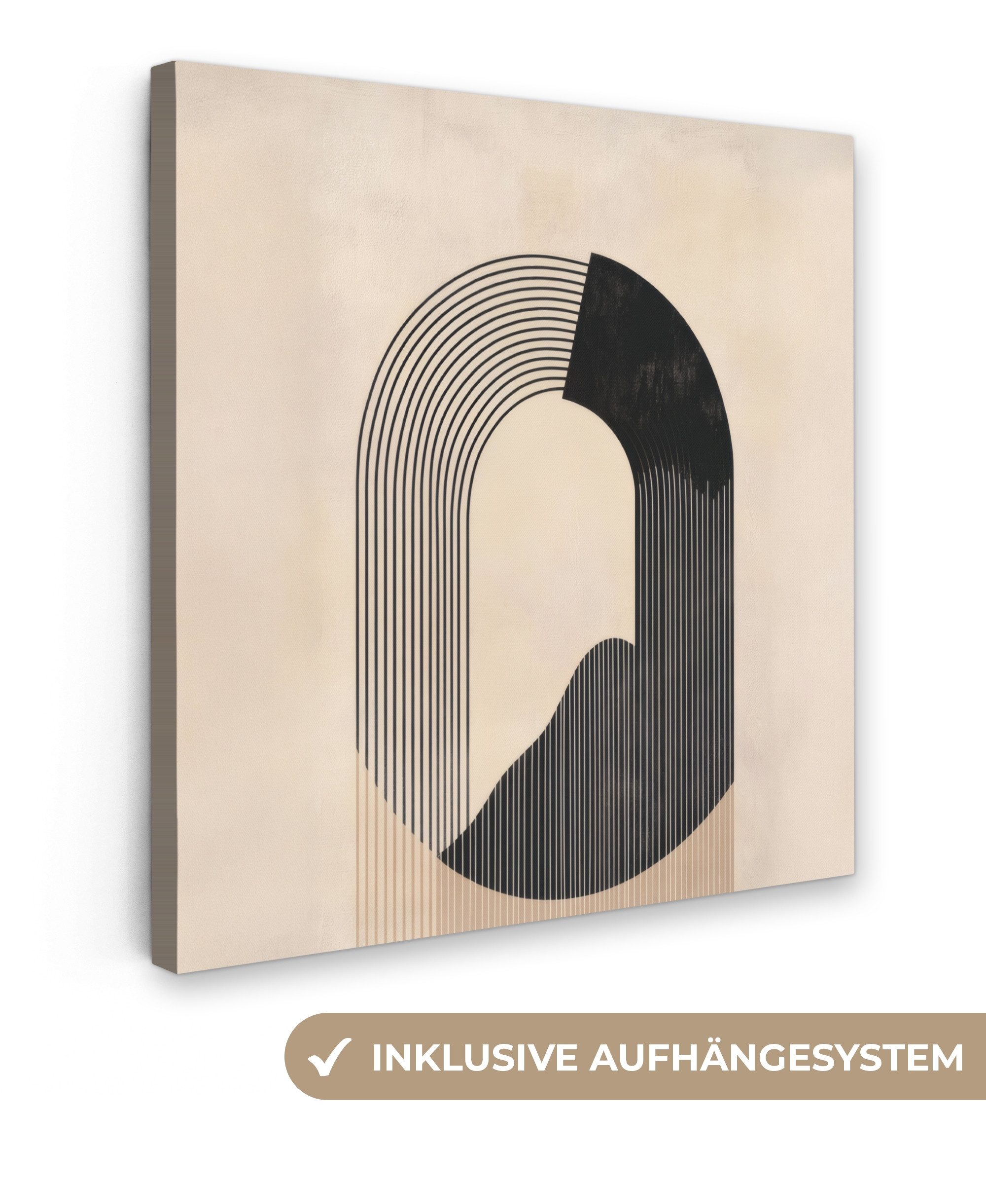 OneMillionCanvasses® Leinwandbild Grafisches geschwungenes Muster - Beige, günstig online kaufen