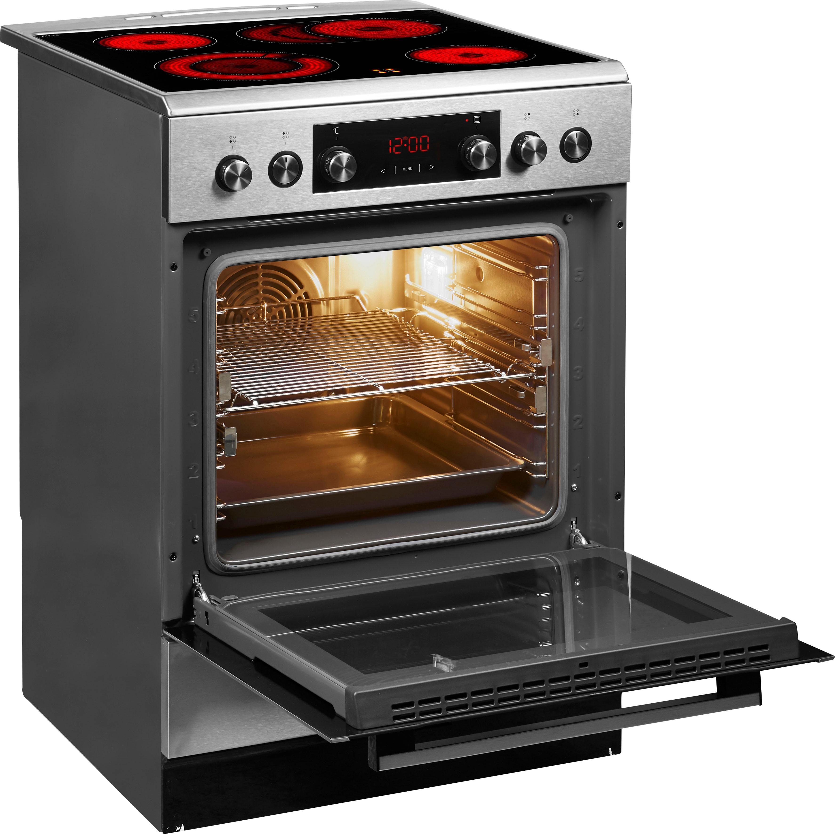 Amica Elektro-Standherd SHC 914 100, mit 2-fach-Teleskopauszug, Steam Clean, Komfortables Kochen und Backen mit bequemer Handhabung