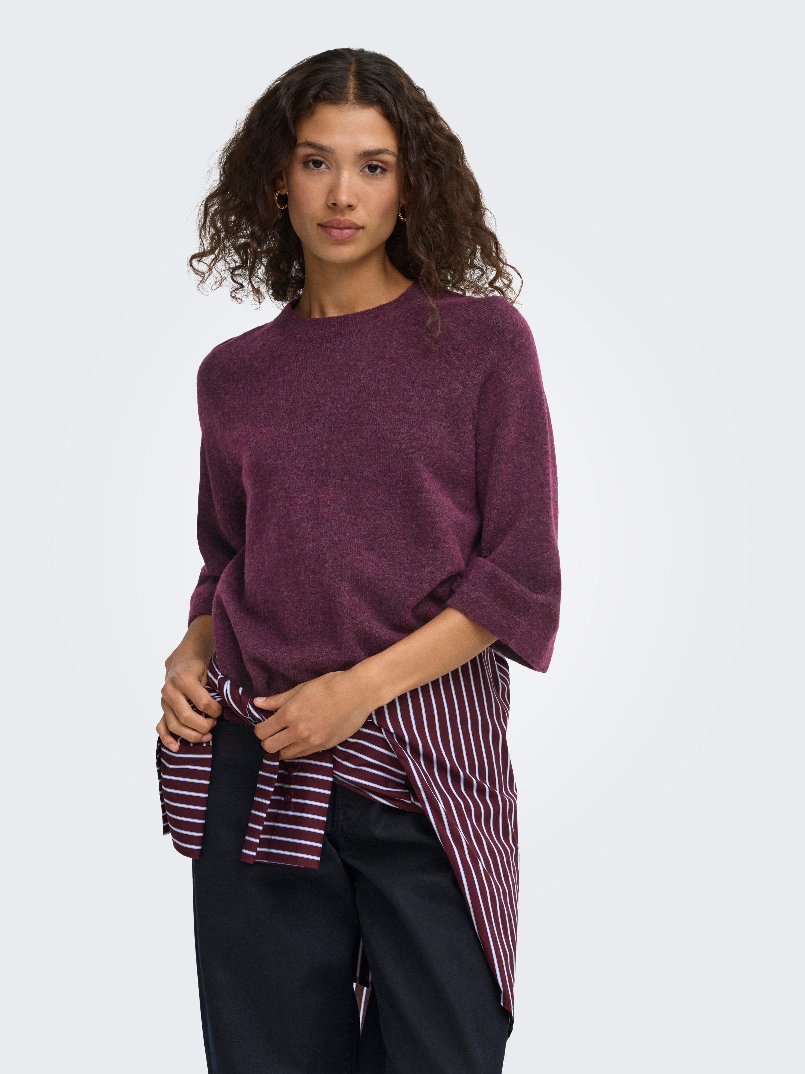 ONLY Strickpullover ONLSIMONI 3/4 PULLOVER KNT NOOS Materialmix, regular fit