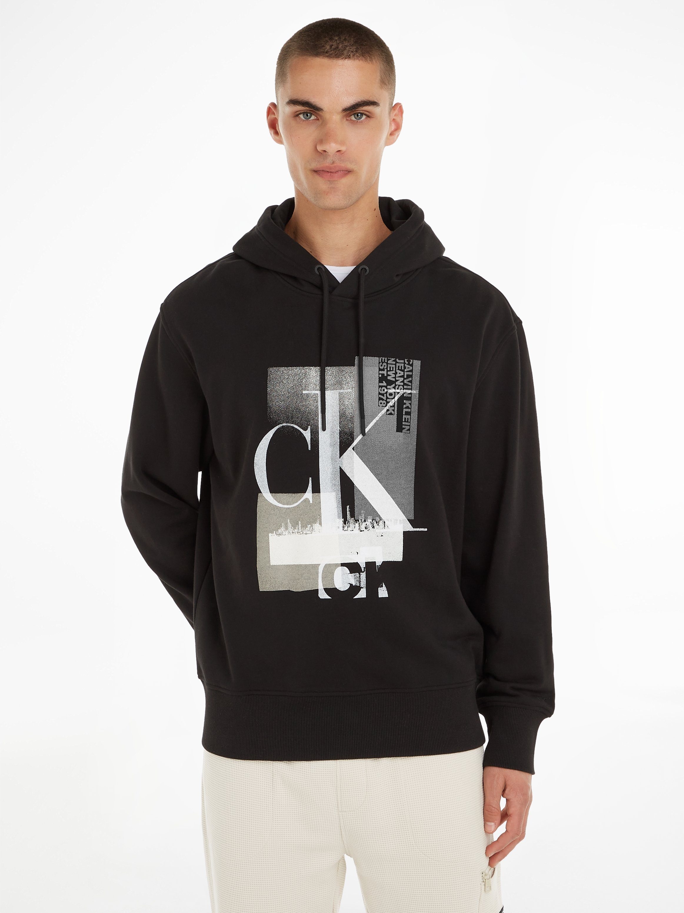 Große Veröffentlichung zum supergünstigen Preis Calvin Klein LANDSCAPE LAYER CONNECTED Kapuzensweatshirt Jeans HOODIE