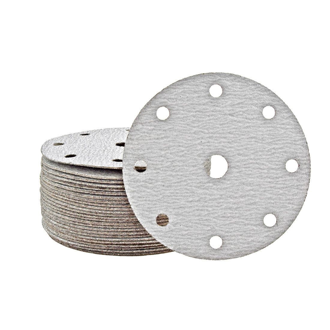 MioTools Schleifscheibe Ø 150 mm 9-Loch Klett-Schleifscheiben für Exzenterschleifer, Normalkorund, 50 Stk., K120