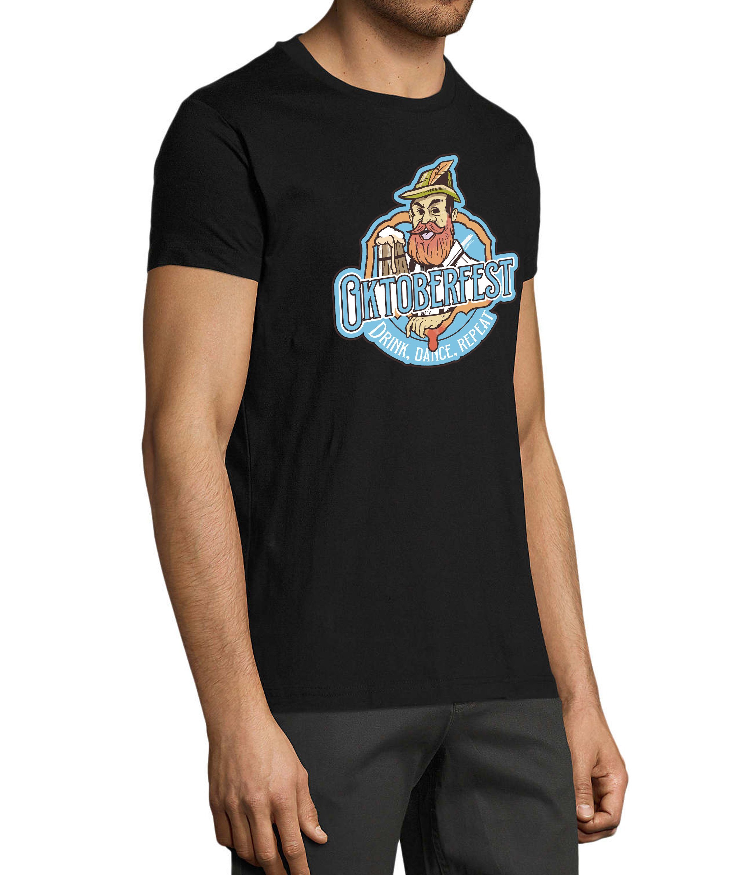 MyDesign24 T-Shirt Aufdruck Shirt schwarz Print mit Oktoberfest Baumwollshirt Fit, Fun Regular Herren T-Shirt Trinkshirt - i318