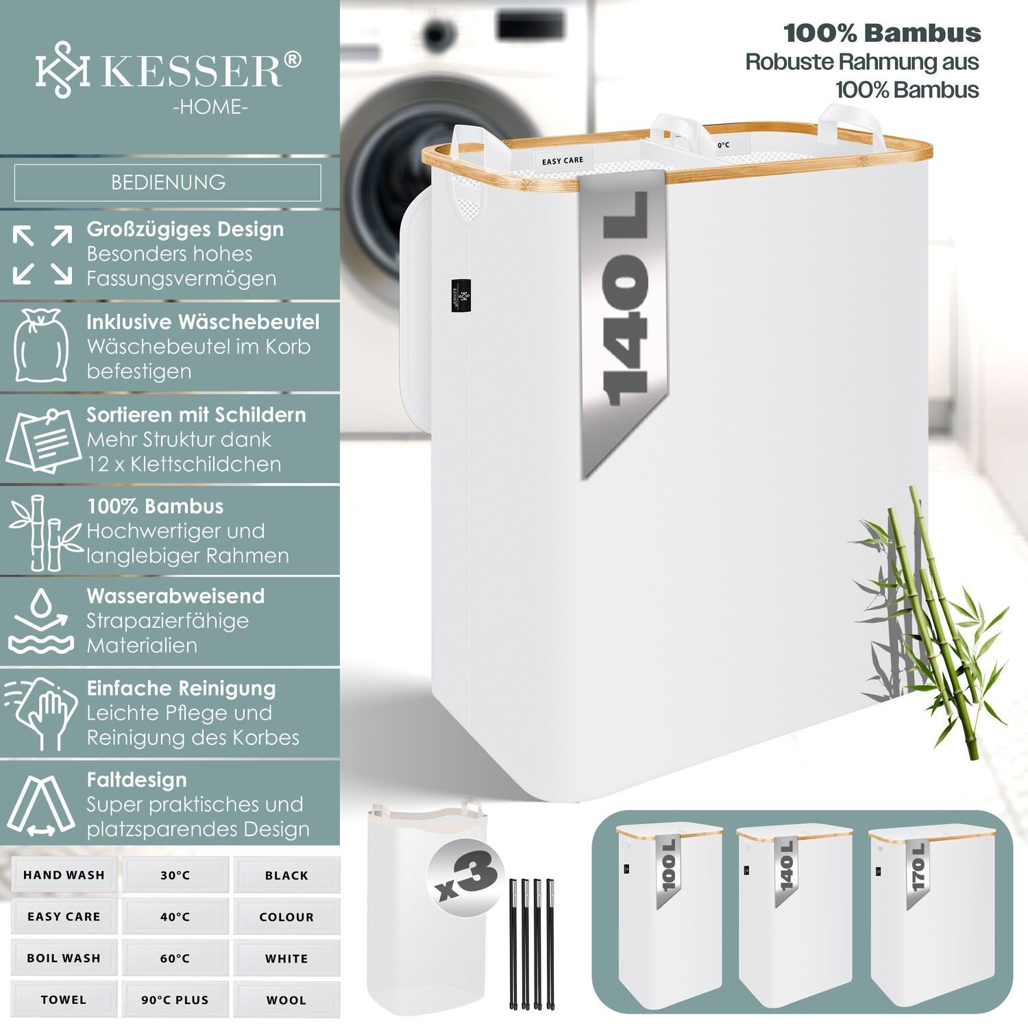 KESSER Wäschekorb, mit Deckel faltbar Wäschebox Wäschetruhe Wäschetonne günstig online kaufen