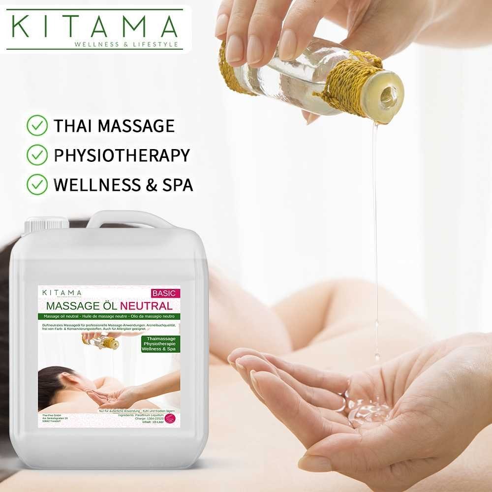 Kitama Massageöl Neutral & Soft für Physiotherapie Thai-Massage Spa Wellness 1-Liter, Ohne Duft