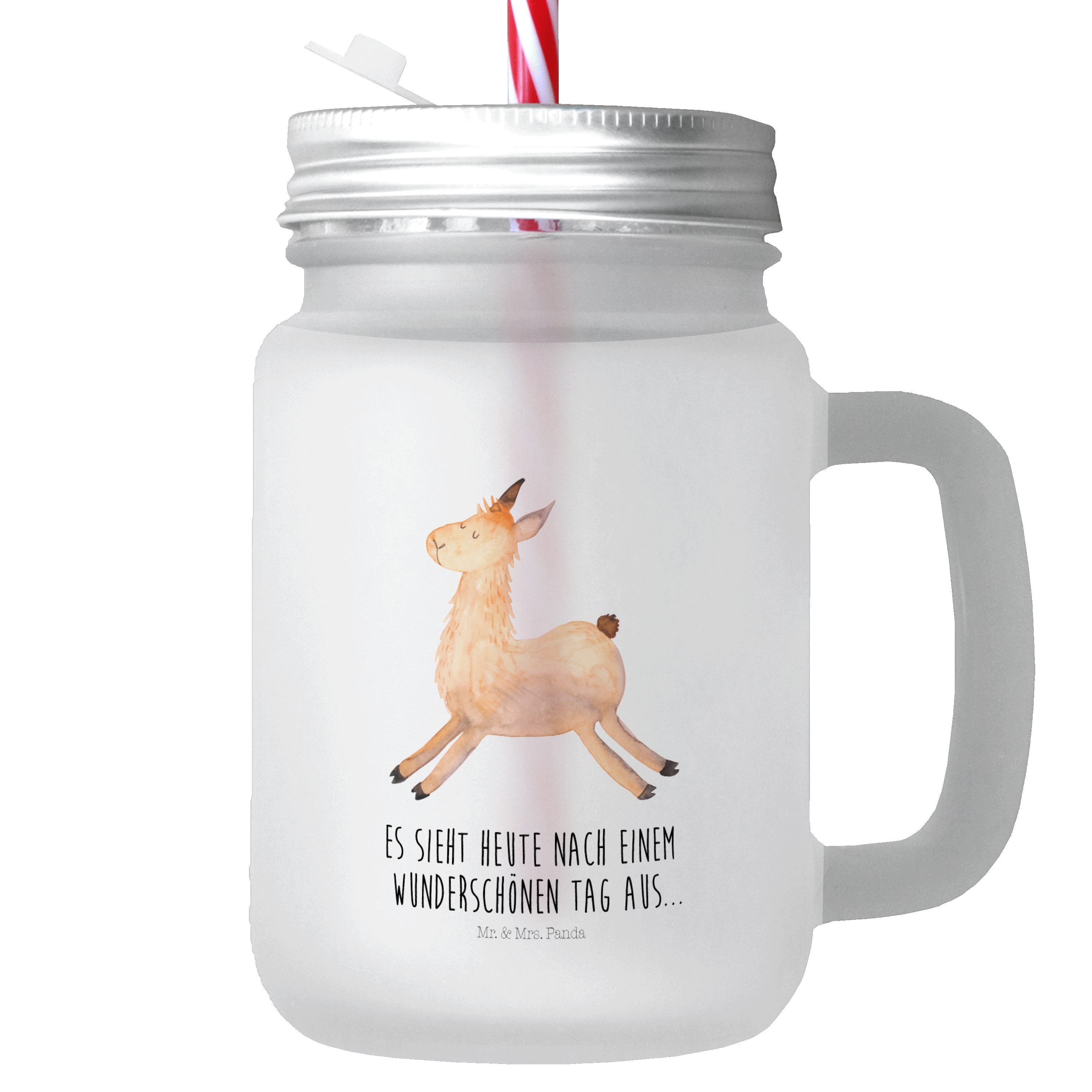 Mr. & Mrs. Panda Longdrinkglas »Lama springend Transparent Geschenk