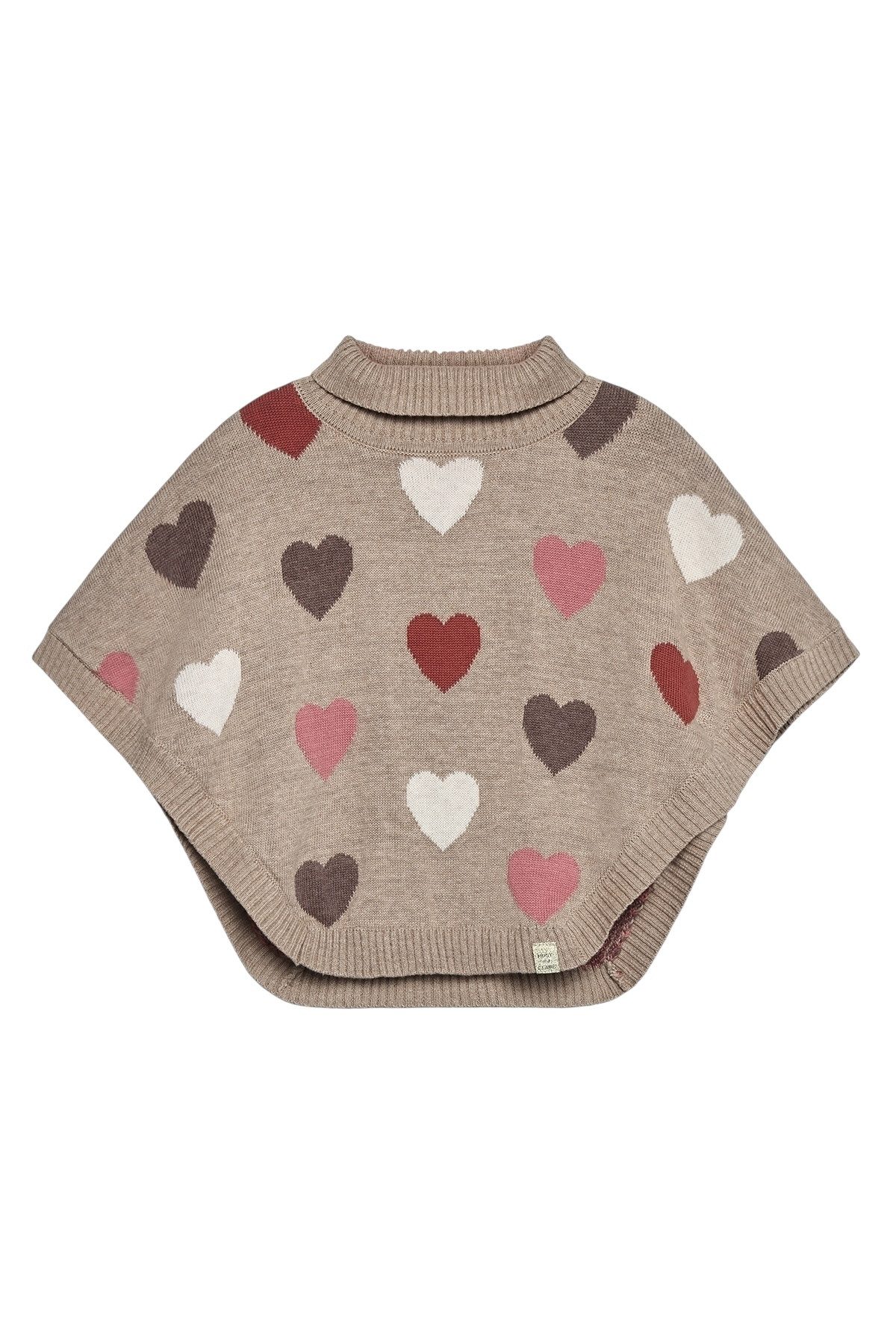 Hust & Claire Strickponcho Pinja (1-tlg) Hust & Claire Mädchen Strickponcho „Pinja“ mit Herzmuster – Biscuit